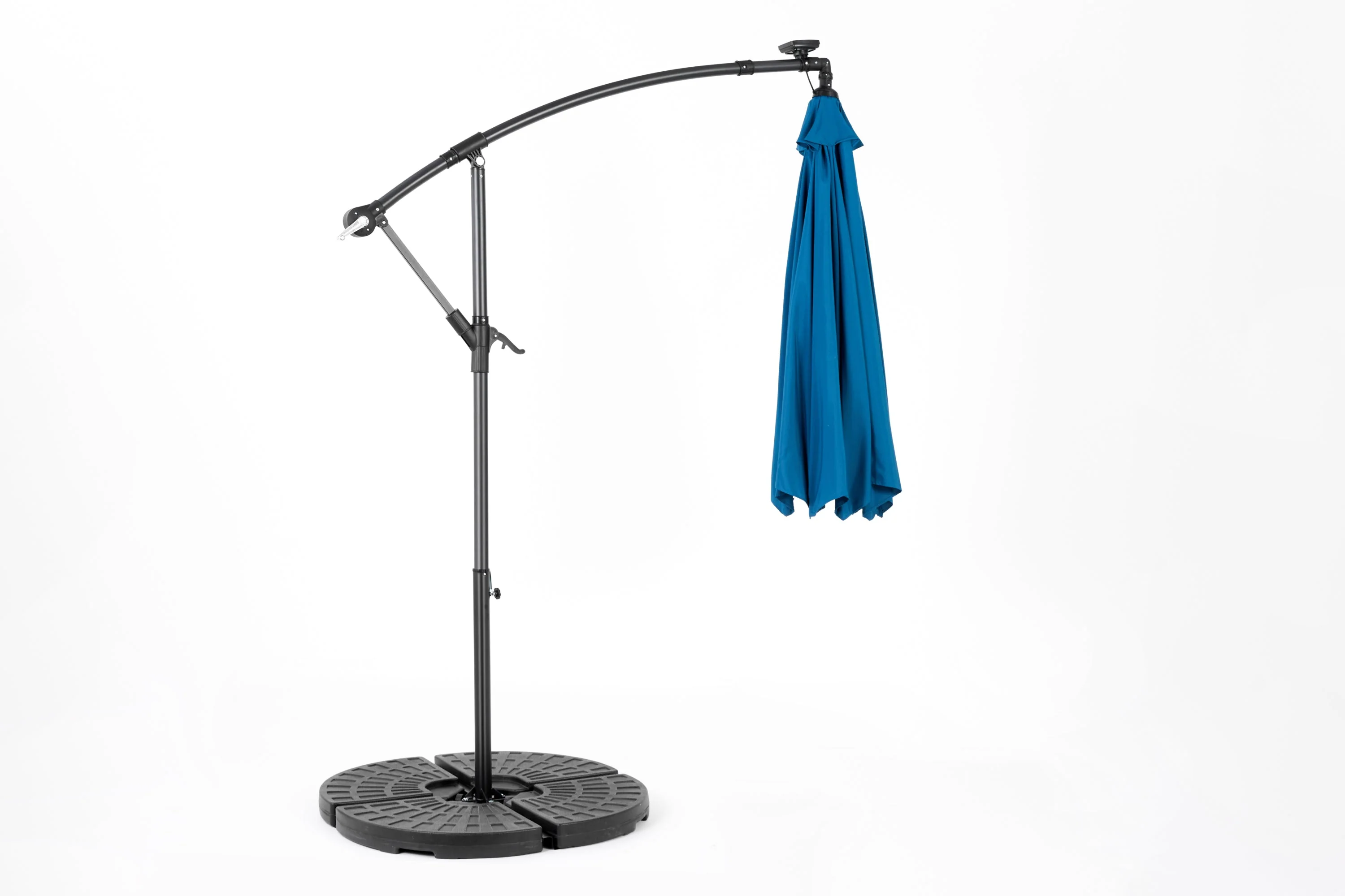 10ft Solar LED Offset Hanging Market Patio Umbrella (Dark Blue) - Image 4