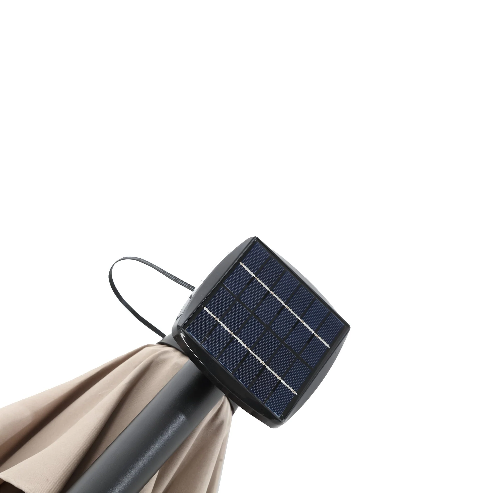 10ft Solar LED Offset Hanging Market Patio Umbrella (Khaki) - Image 13
