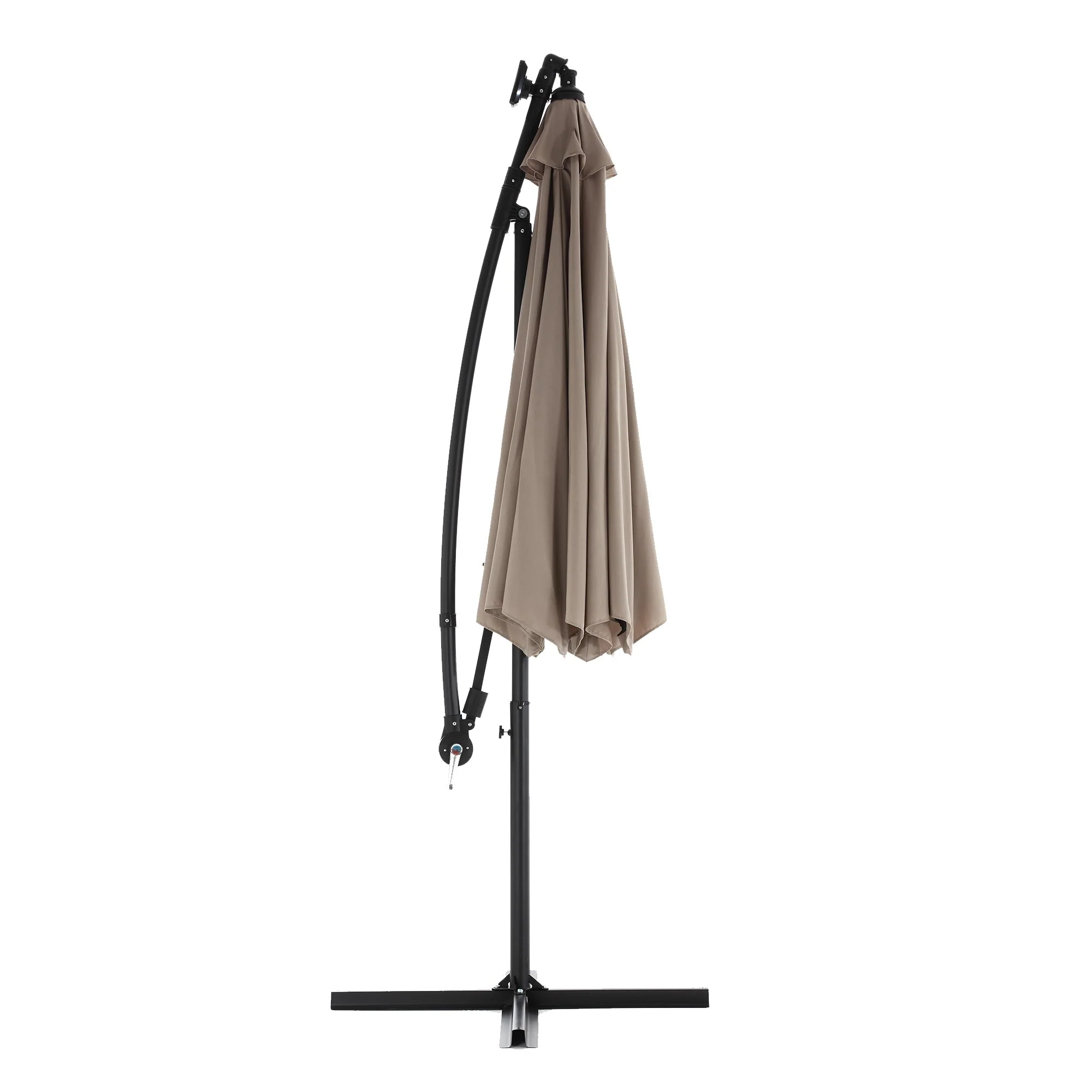 10ft Solar LED Offset Hanging Market Patio Umbrella (Khaki) - Image 15