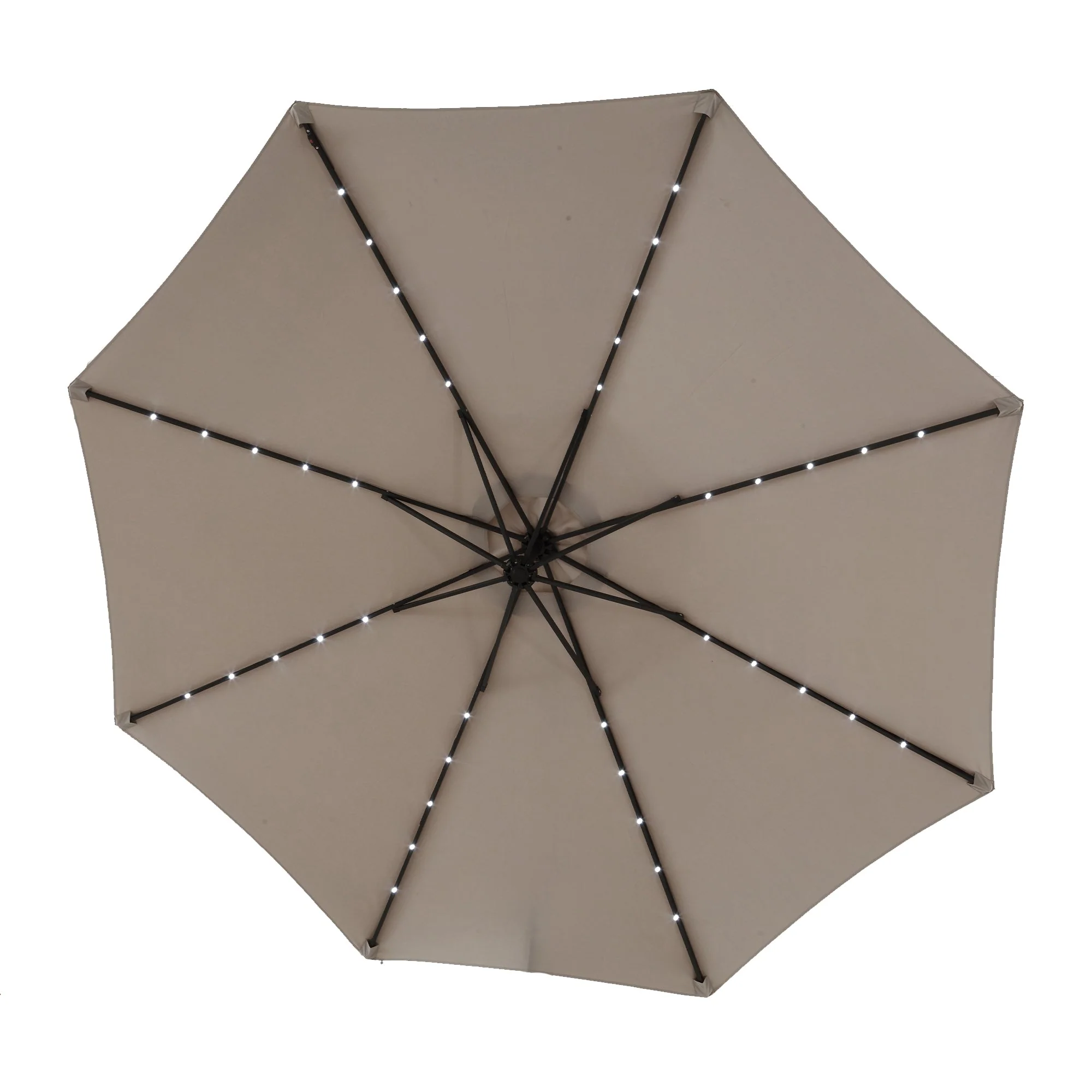 10ft Solar LED Offset Hanging Market Patio Umbrella (Khaki) - Image 8