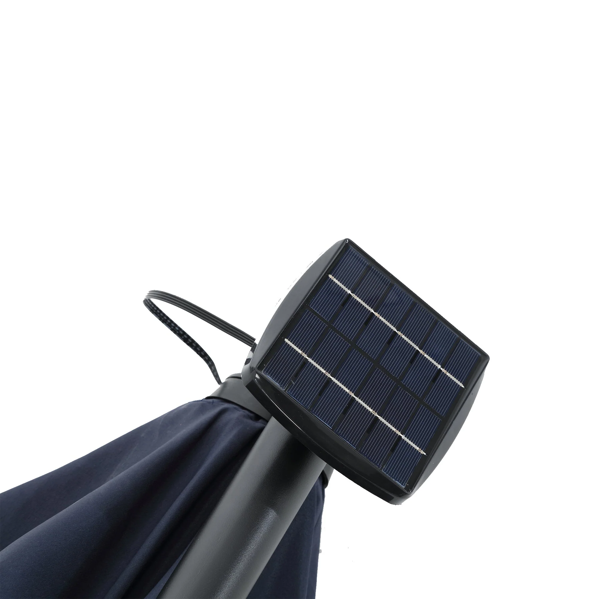 10ft Solar LED Offset Hanging Market Patio Umbrella - Navy Blue - Image 11