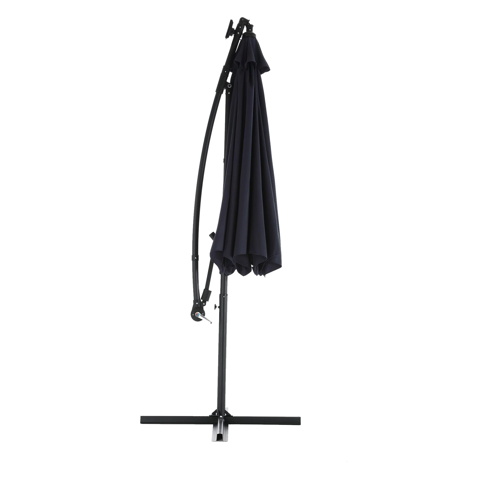 10ft Solar LED Offset Hanging Market Patio Umbrella - Navy Blue - Image 12