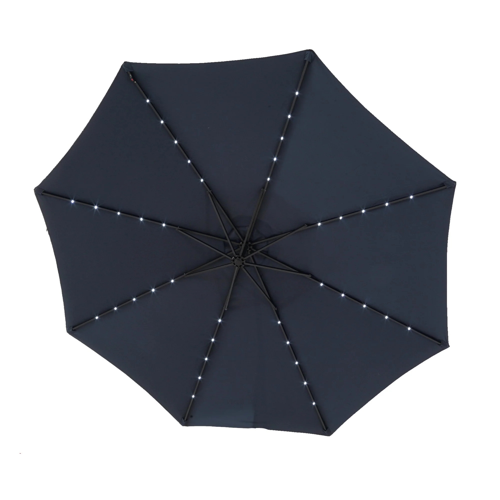 10ft Solar LED Offset Hanging Market Patio Umbrella - Navy Blue - Image 8