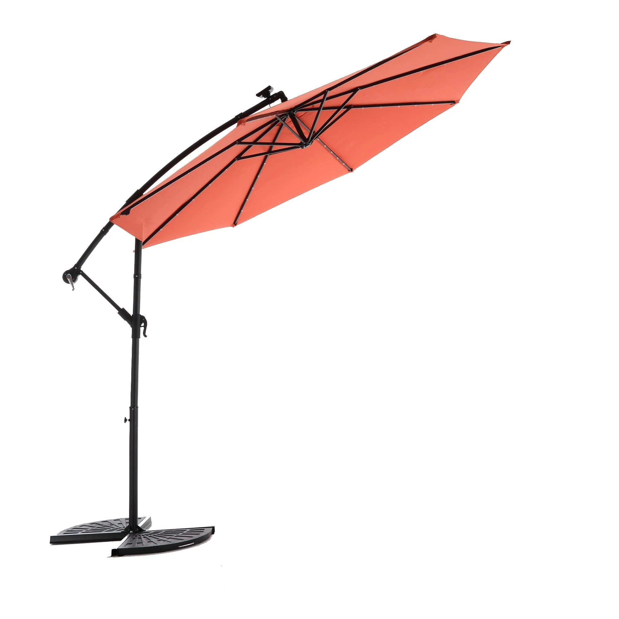 10ft Solar LED Offset Hanging Market Patio Umbrella (Orange) - Image 10