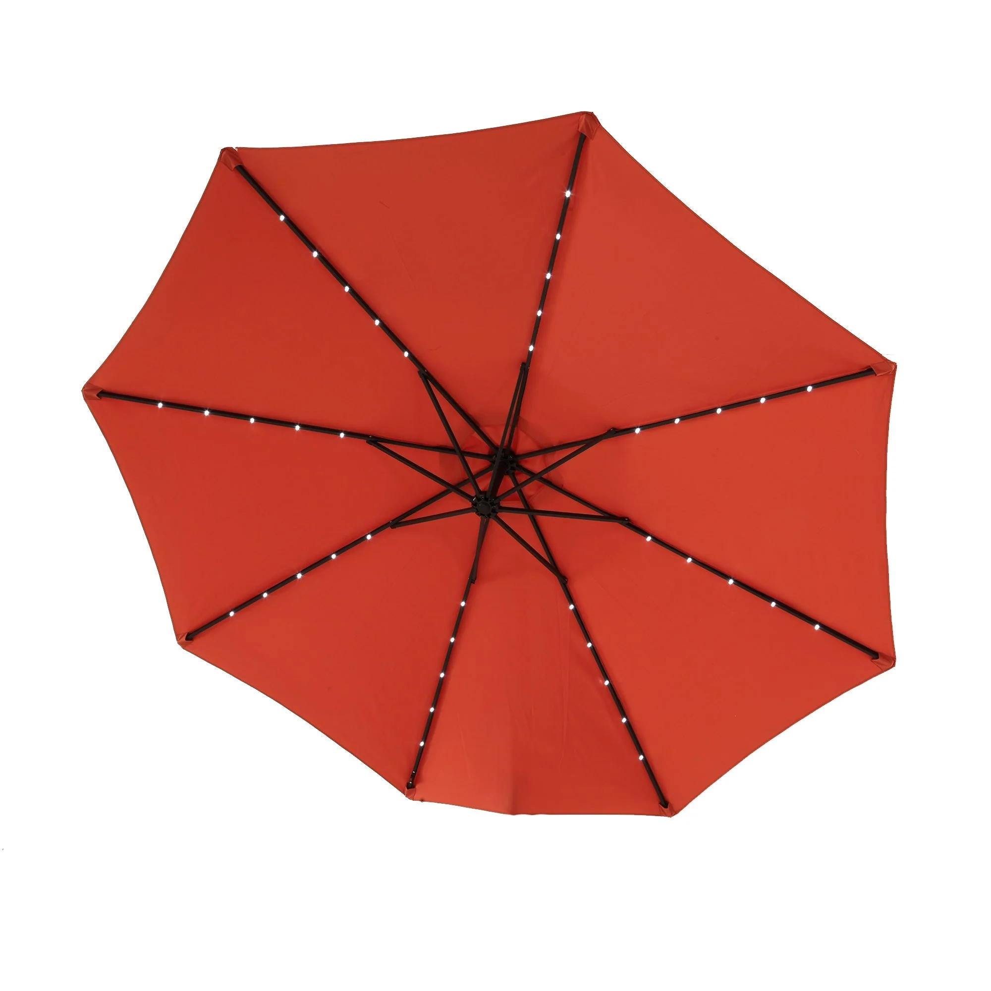 10ft Solar LED Offset Hanging Market Patio Umbrella (Orange) - Image 6
