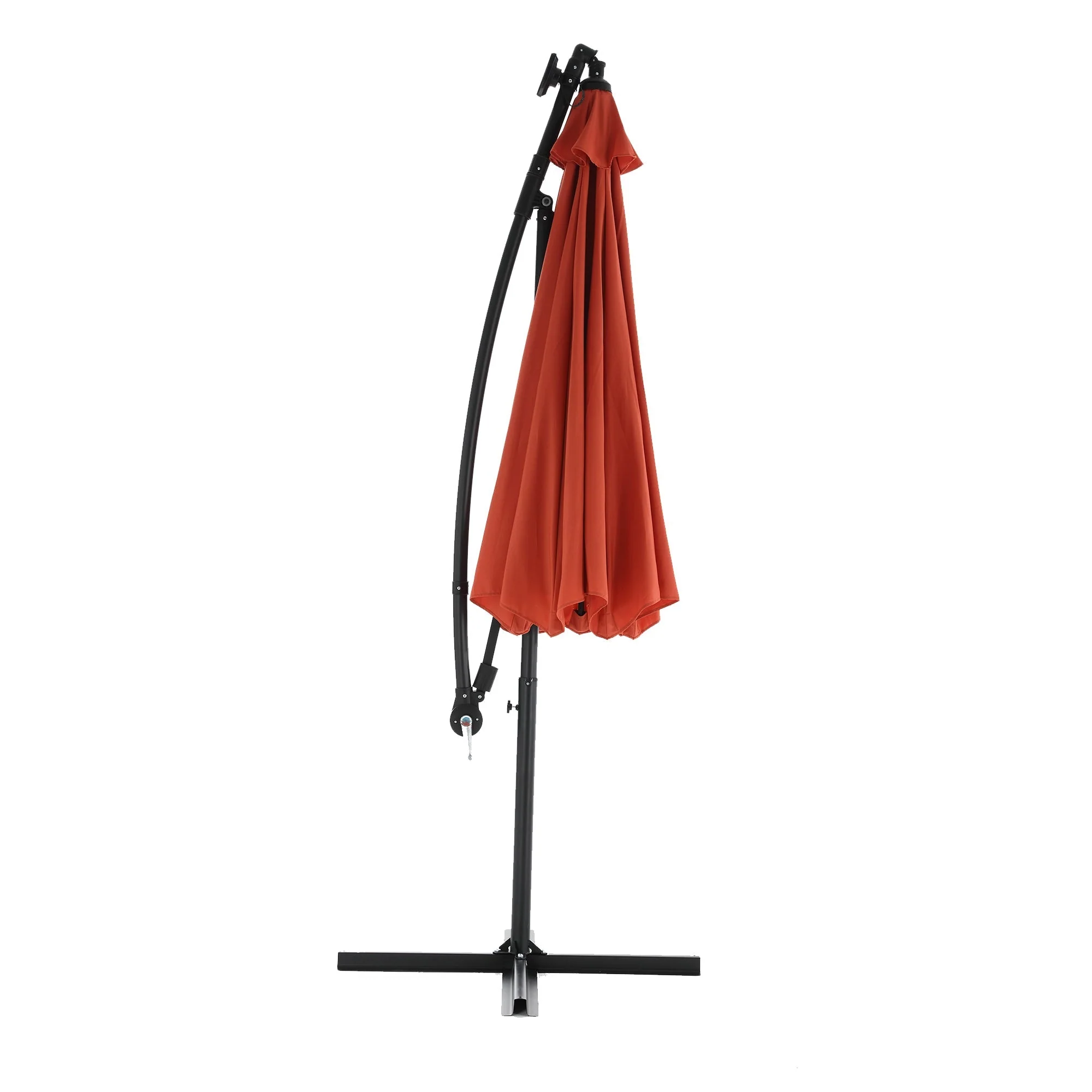 10ft Solar LED Offset Hanging Market Patio Umbrella (Orange) - Image 8