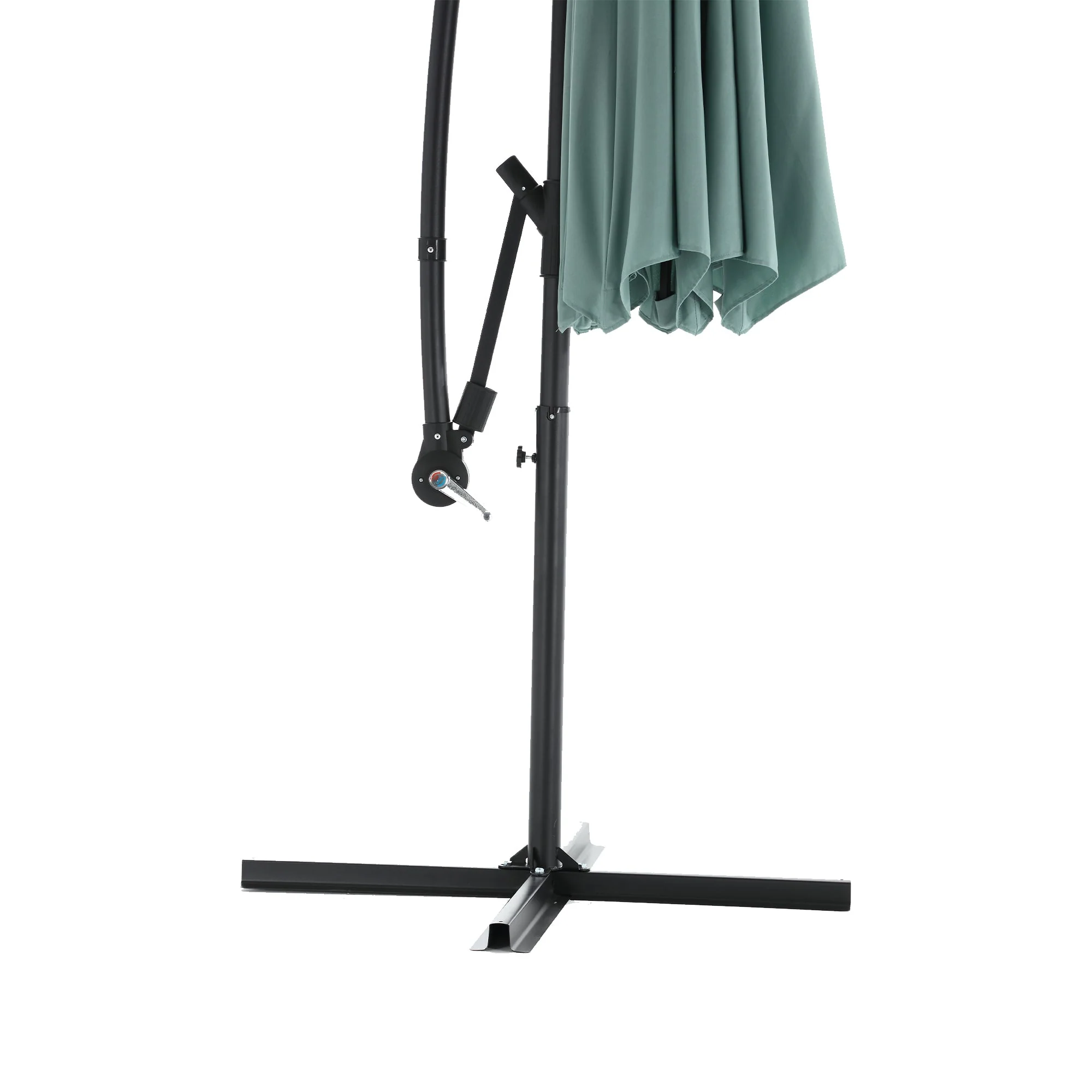 10ft Solar LED Offset Hanging Patio Umbrella (Light Green) - Image 13