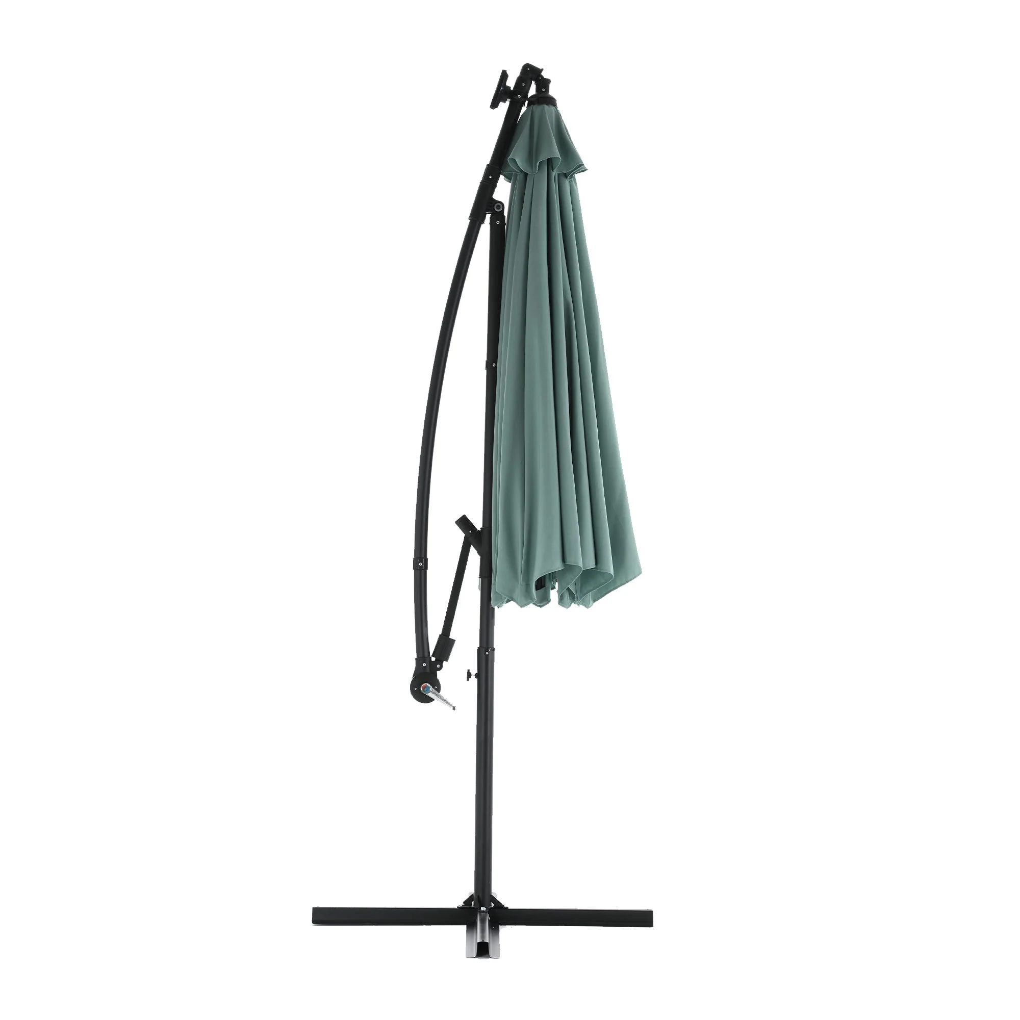 10ft Solar LED Offset Hanging Patio Umbrella (Light Green) - Image 15