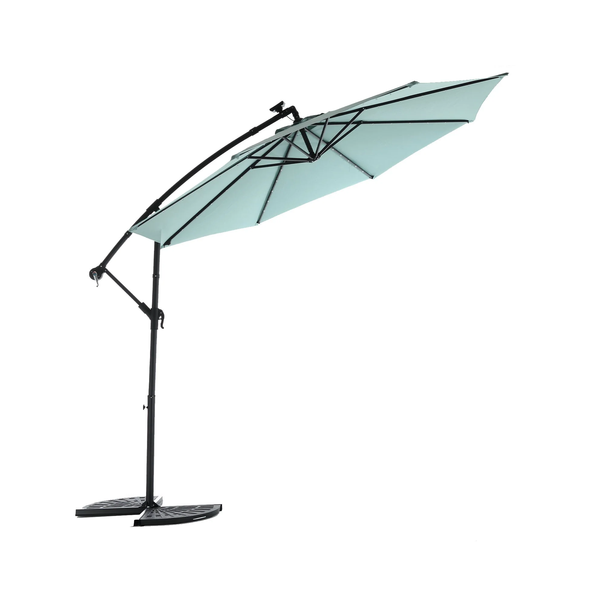 10ft Solar LED Offset Hanging Patio Umbrella (Light Green) - Image 3