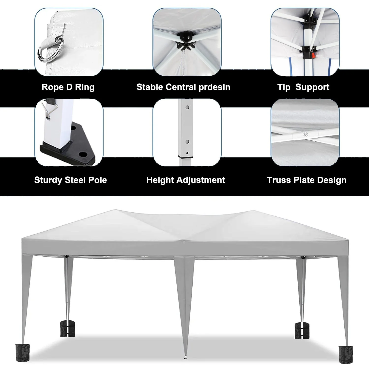 10'x20' Folding Canopy with 6 Removable Sidewalls Outdoor Shelter - Image 2