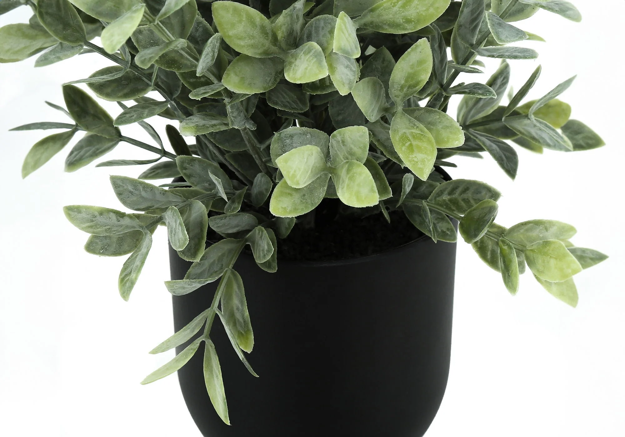 11" Tall, Artificial Plant, Eucalyptus Grass, Indoor, Faux, Fake, Table, Greenery, Potted, Decorative (Set of 2) - Green / Black - Image 3