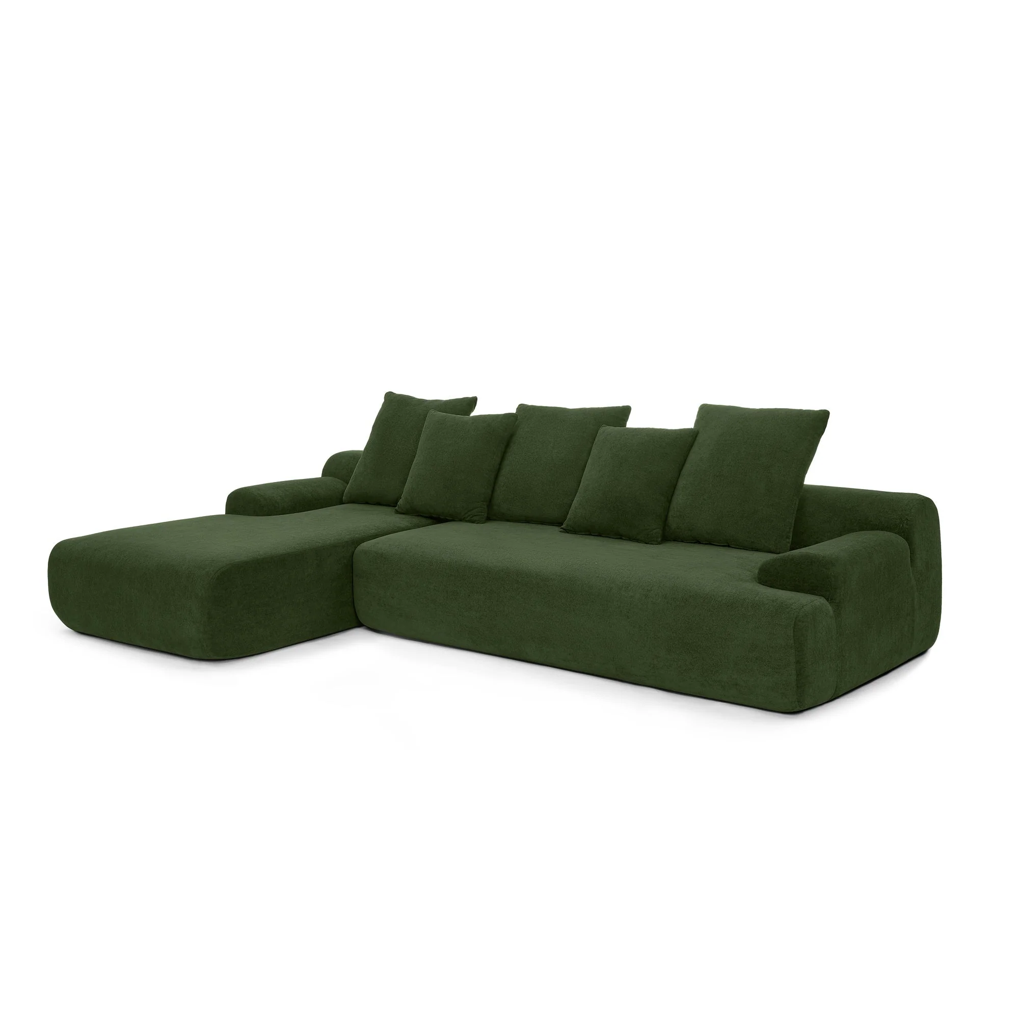 110.25x67'' Modern Upholstered L-Shape Sectional Sofa Velvet Green - Image 10