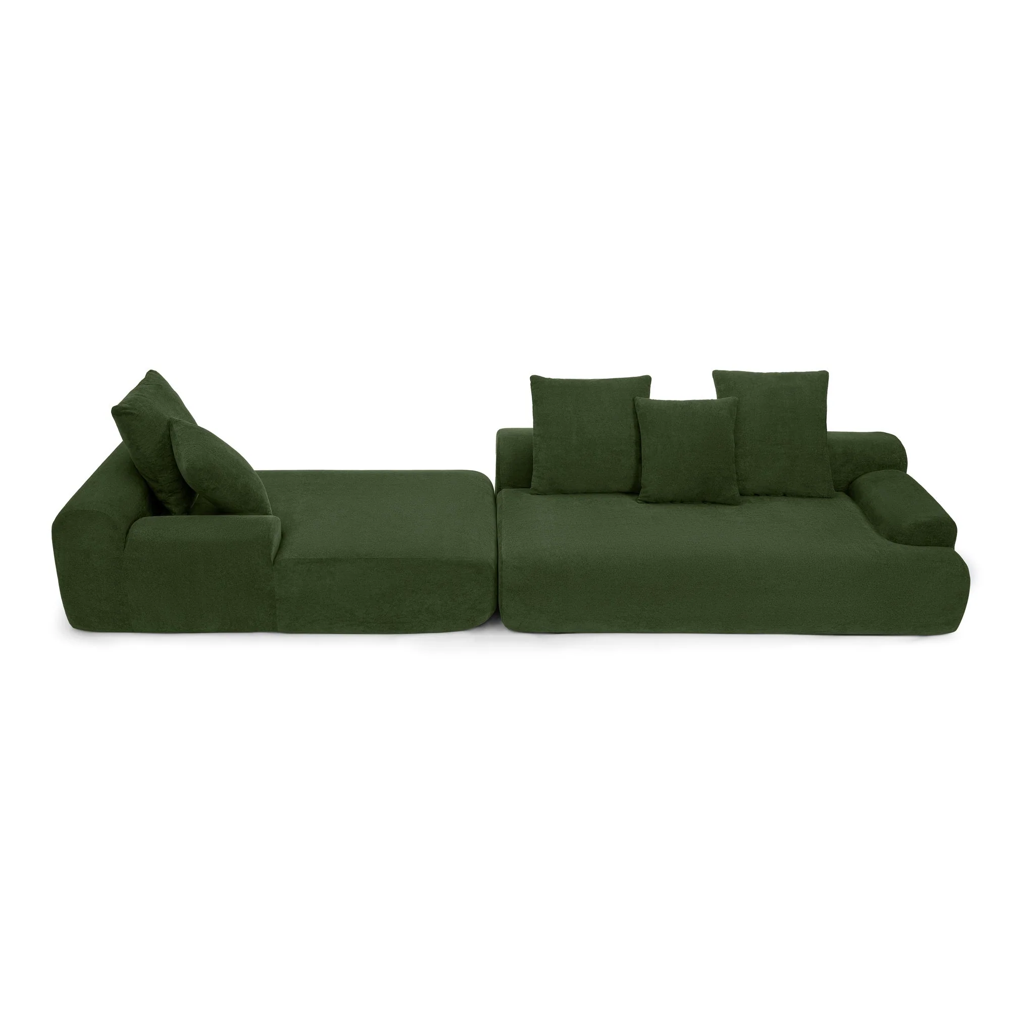 110.25x67'' Modern Upholstered L-Shape Sectional Sofa Velvet Green - Image 11