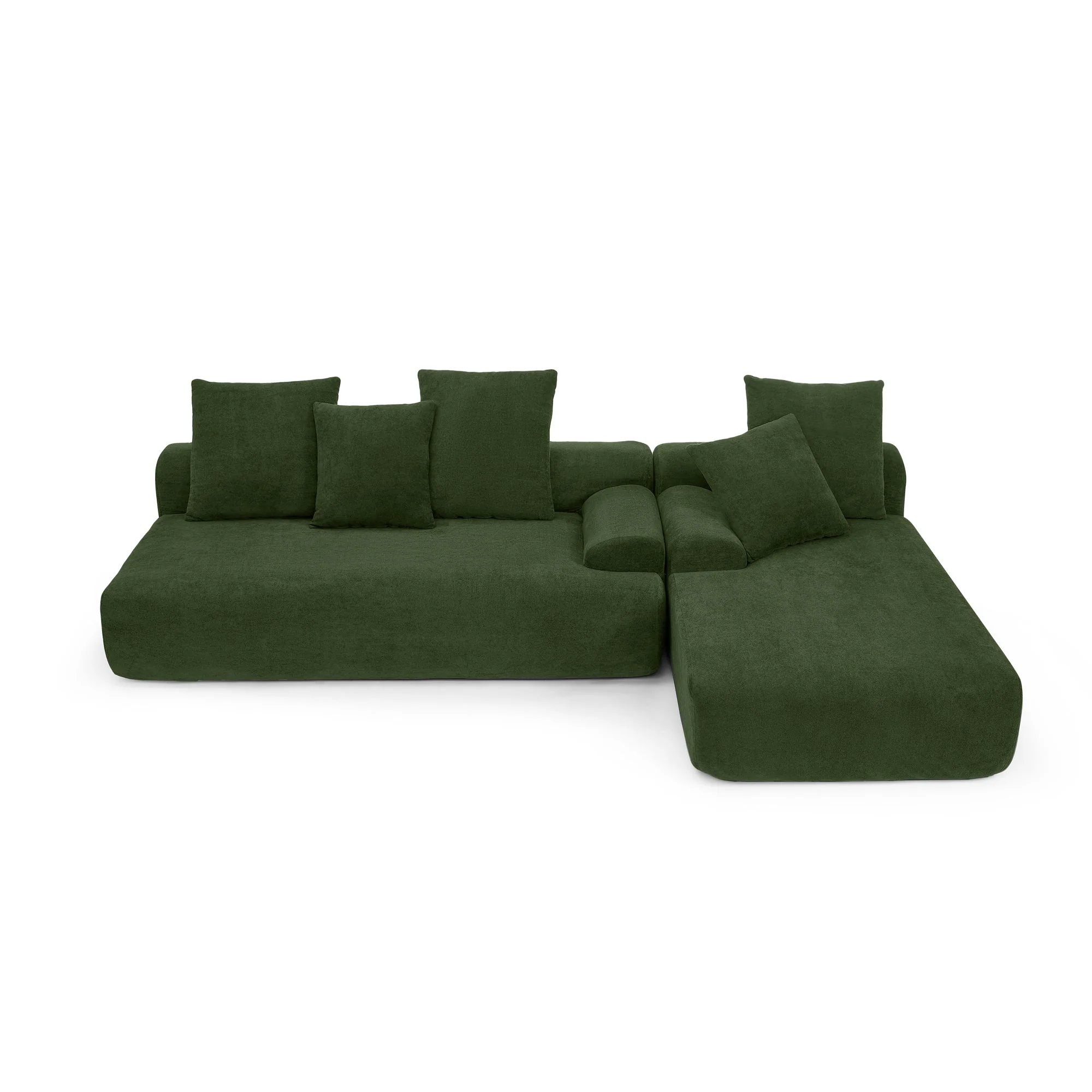 110.25x67'' Modern Upholstered L-Shape Sectional Sofa Velvet Green - Image 12