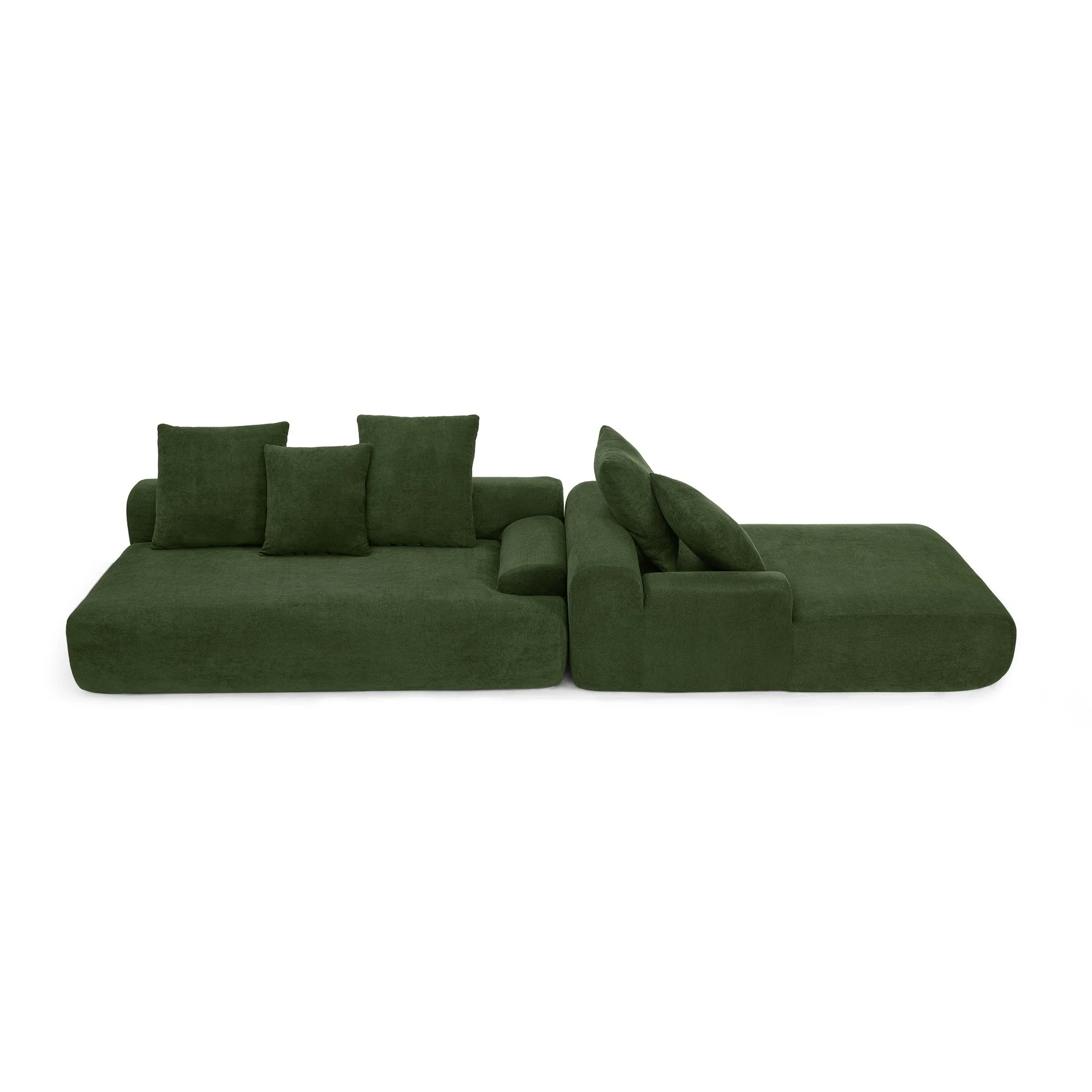 110.25x67'' Modern Upholstered L-Shape Sectional Sofa Velvet Green - Image 13