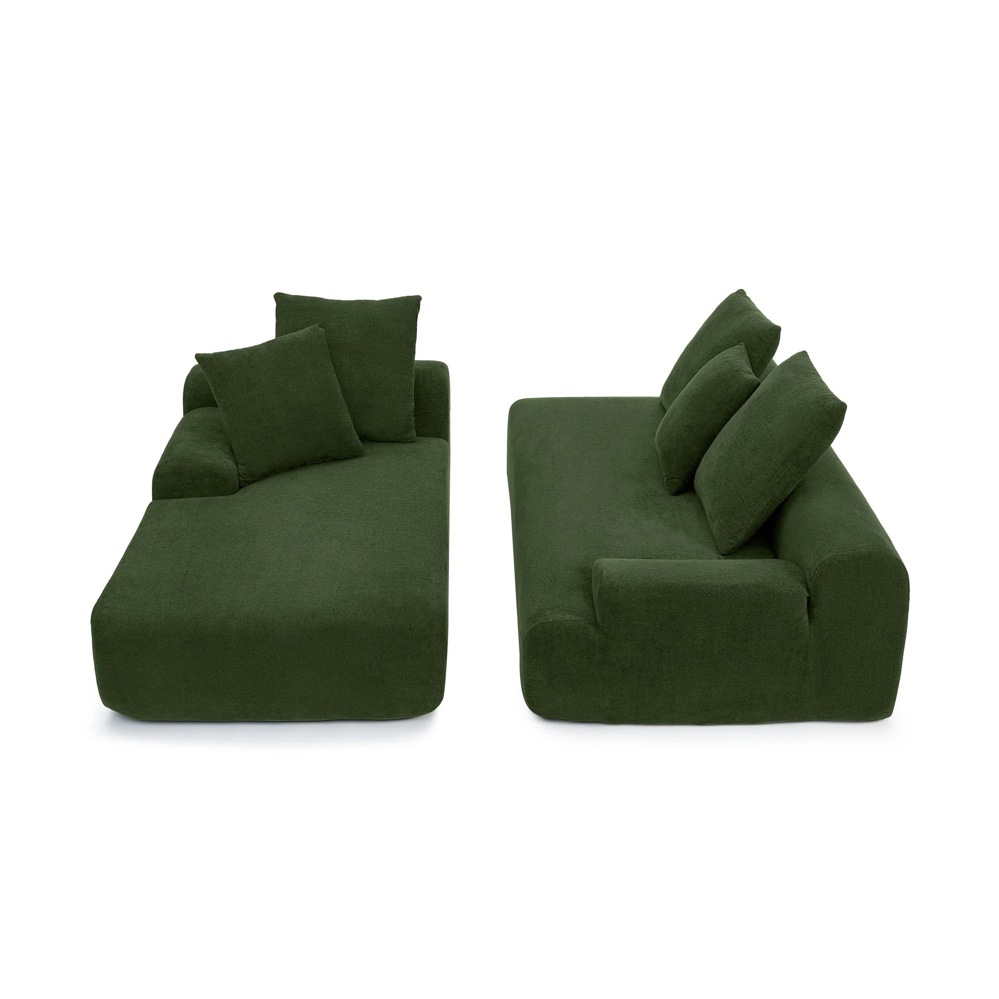 110.25x67'' Modern Upholstered L-Shape Sectional Sofa Velvet Green - Image 14
