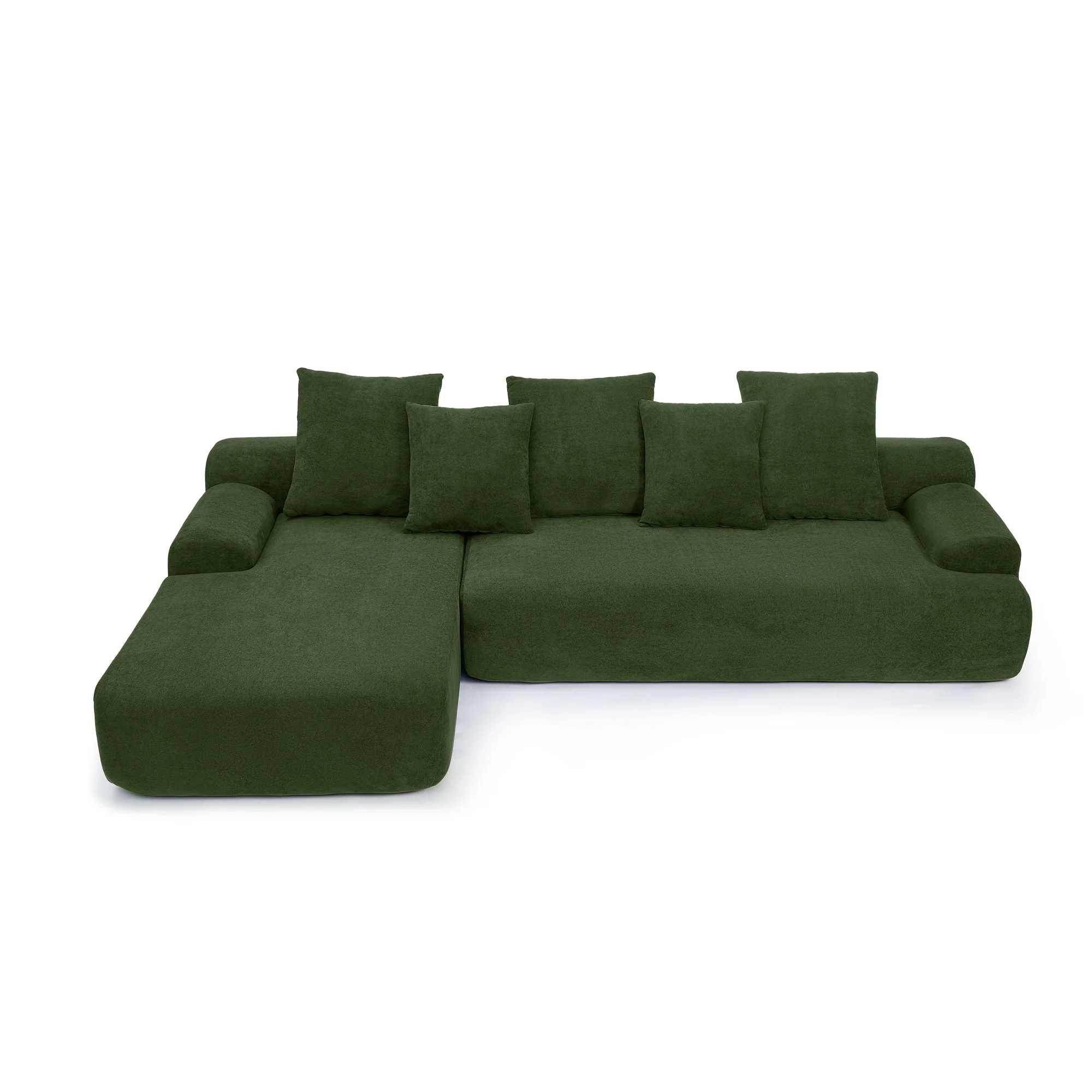 110.25x67'' Modern Upholstered L-Shape Sectional Sofa Velvet Green - Image 15