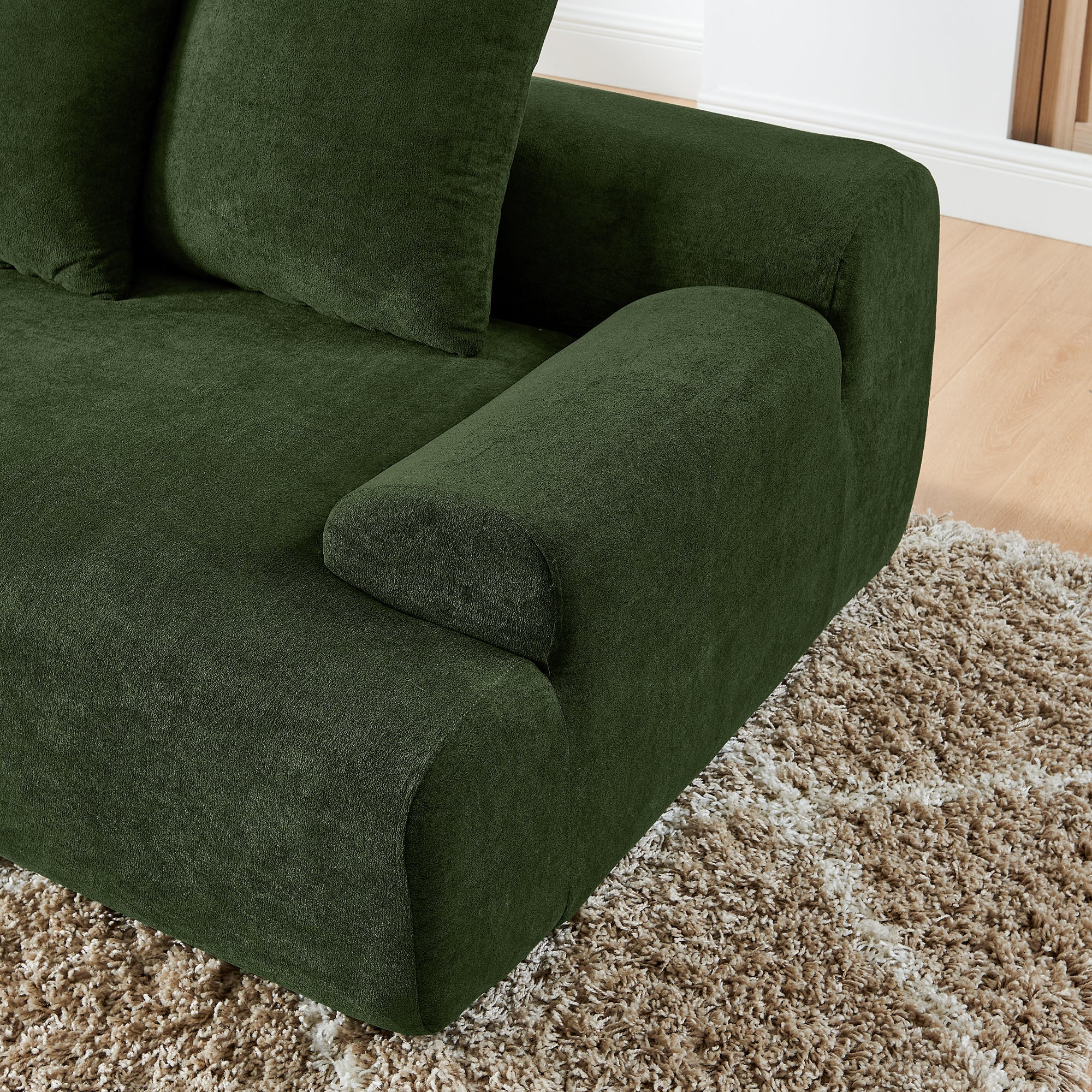 110.25x67'' Modern Upholstered L-Shape Sectional Sofa Velvet Green - Image 7