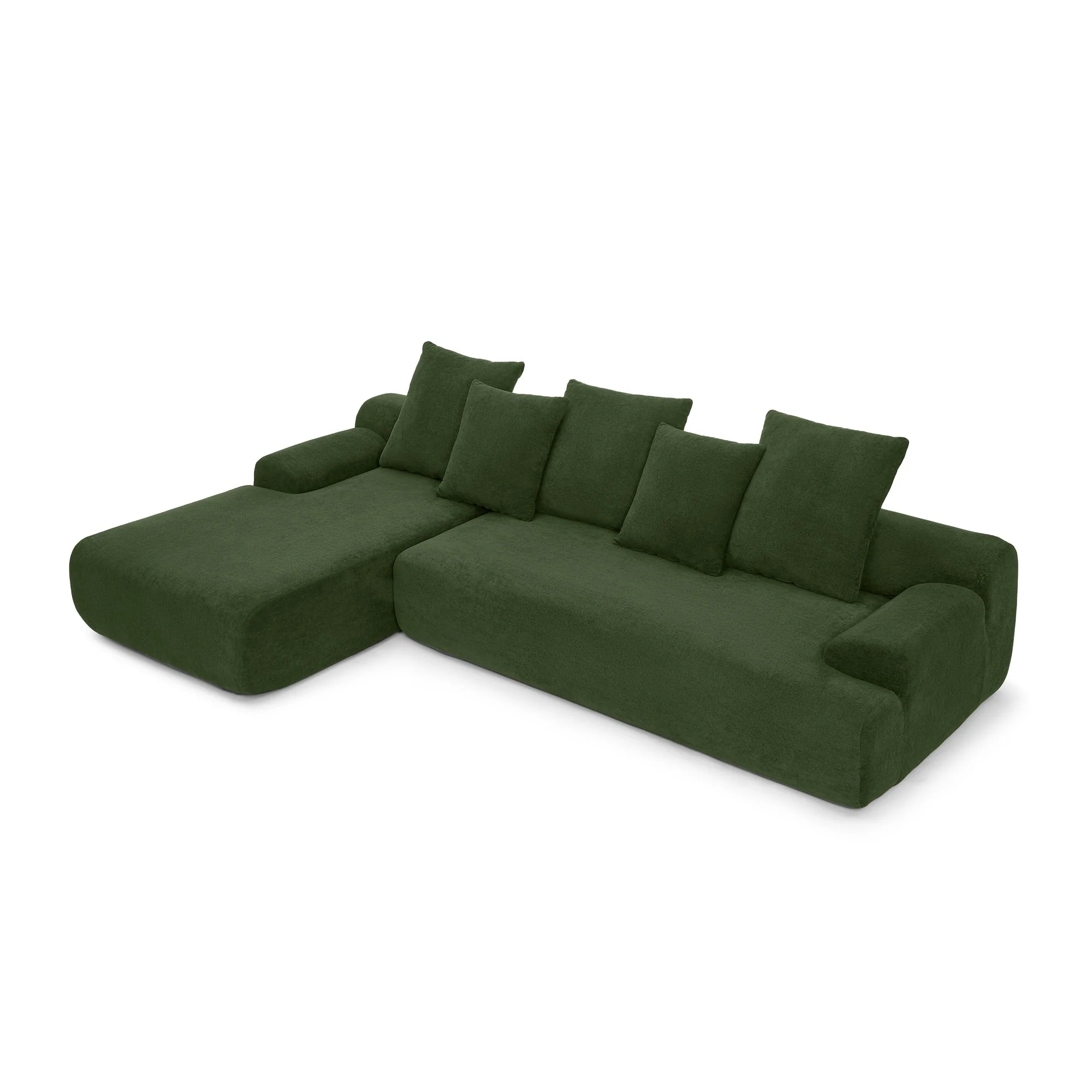 110.25x67'' Modern Upholstered L-Shape Sectional Sofa Velvet Green - Image 8