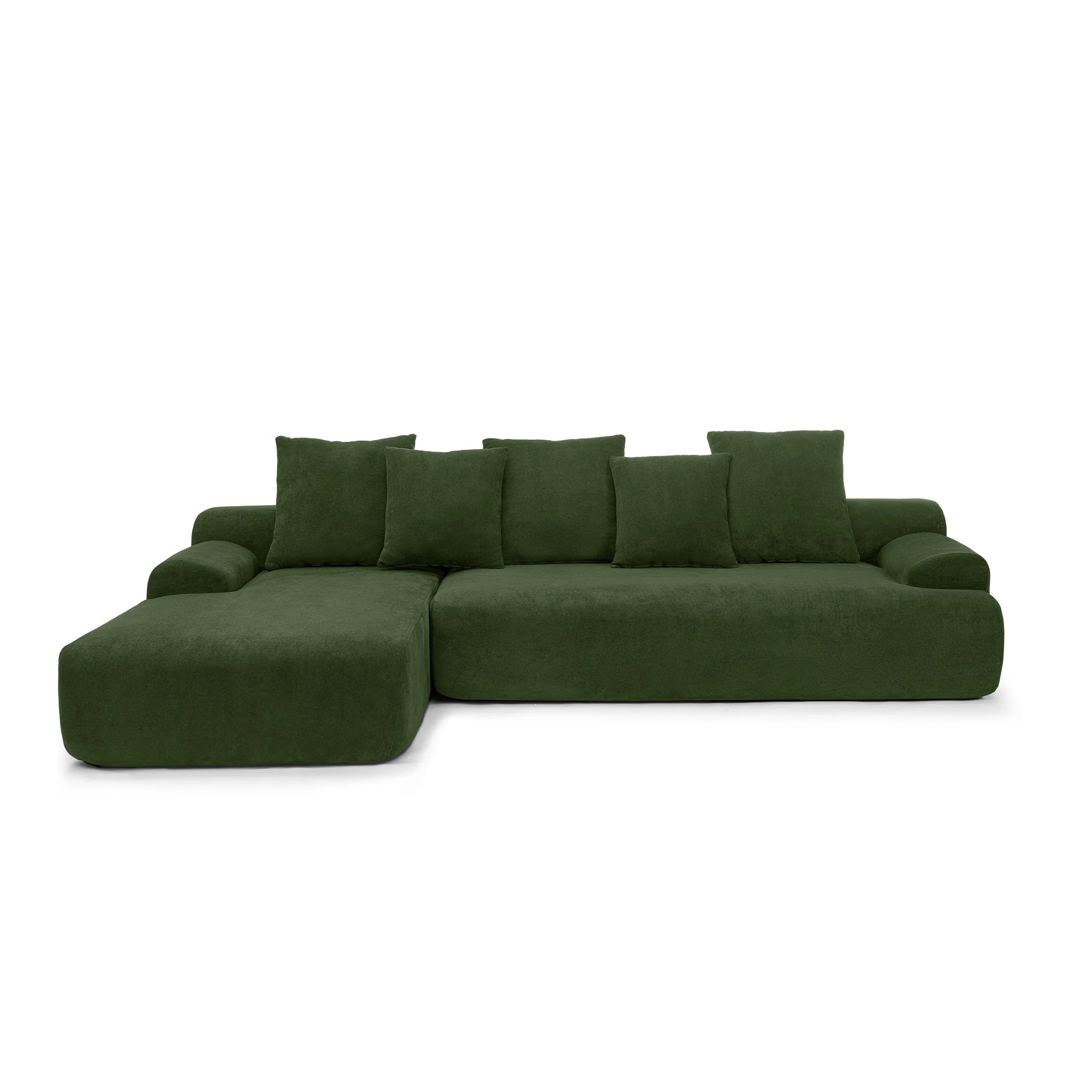 110.25x67'' Modern Upholstered L-Shape Sectional Sofa Velvet Green - Image 9