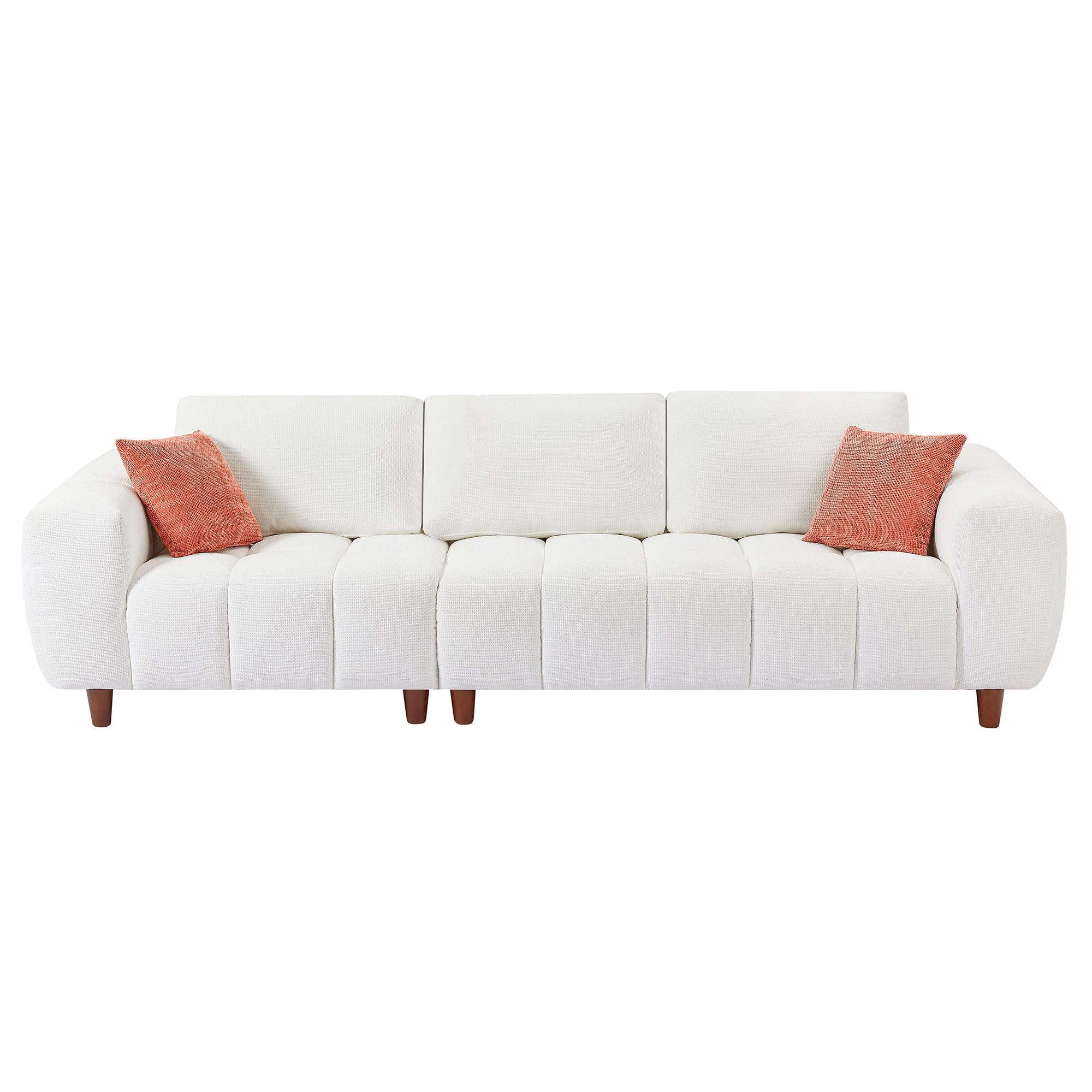 111.81 Inch Sectional Sofa Couch Fabric Couch in White - Image 2