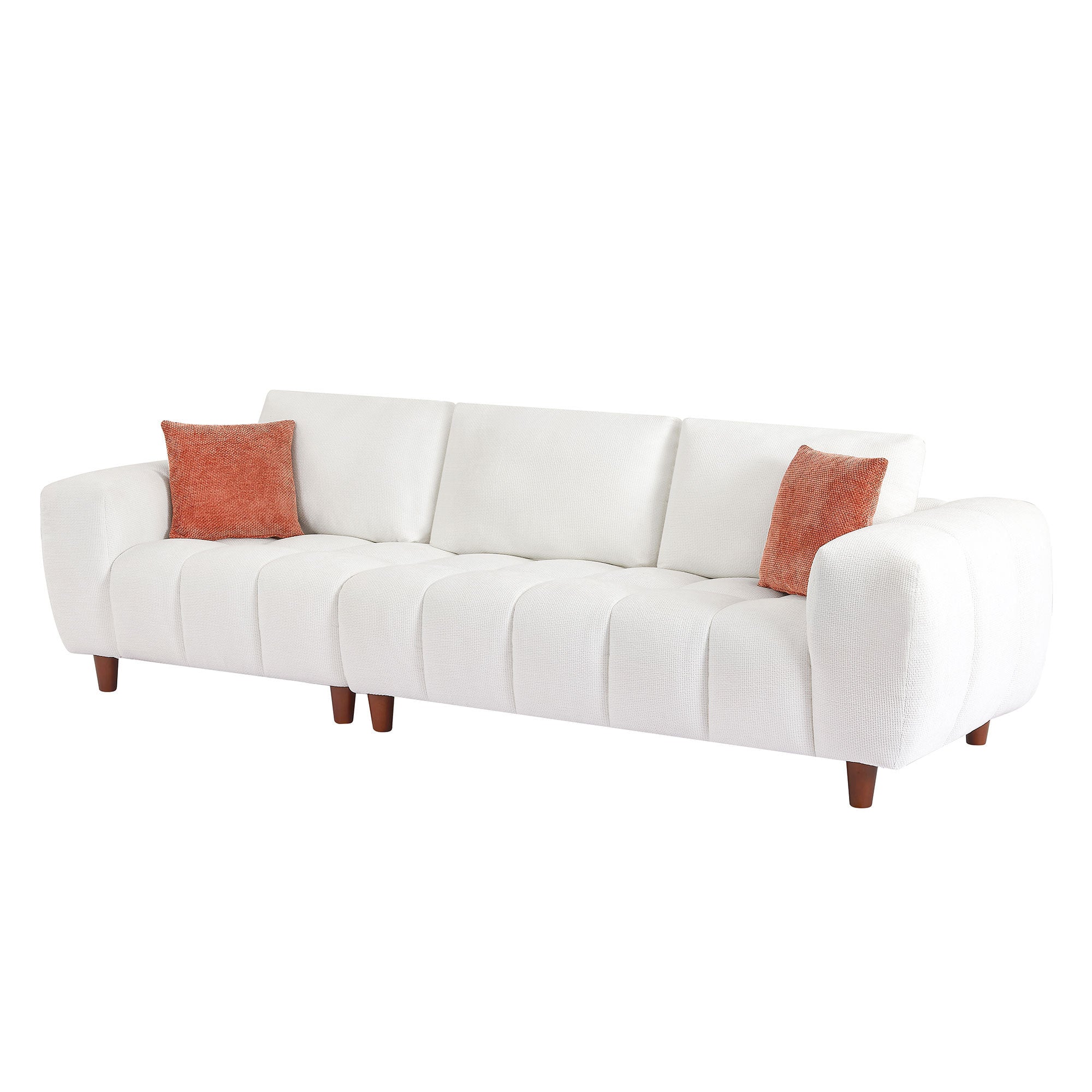 111.81 Inch Sectional Sofa Couch Fabric Couch in White - Image 3