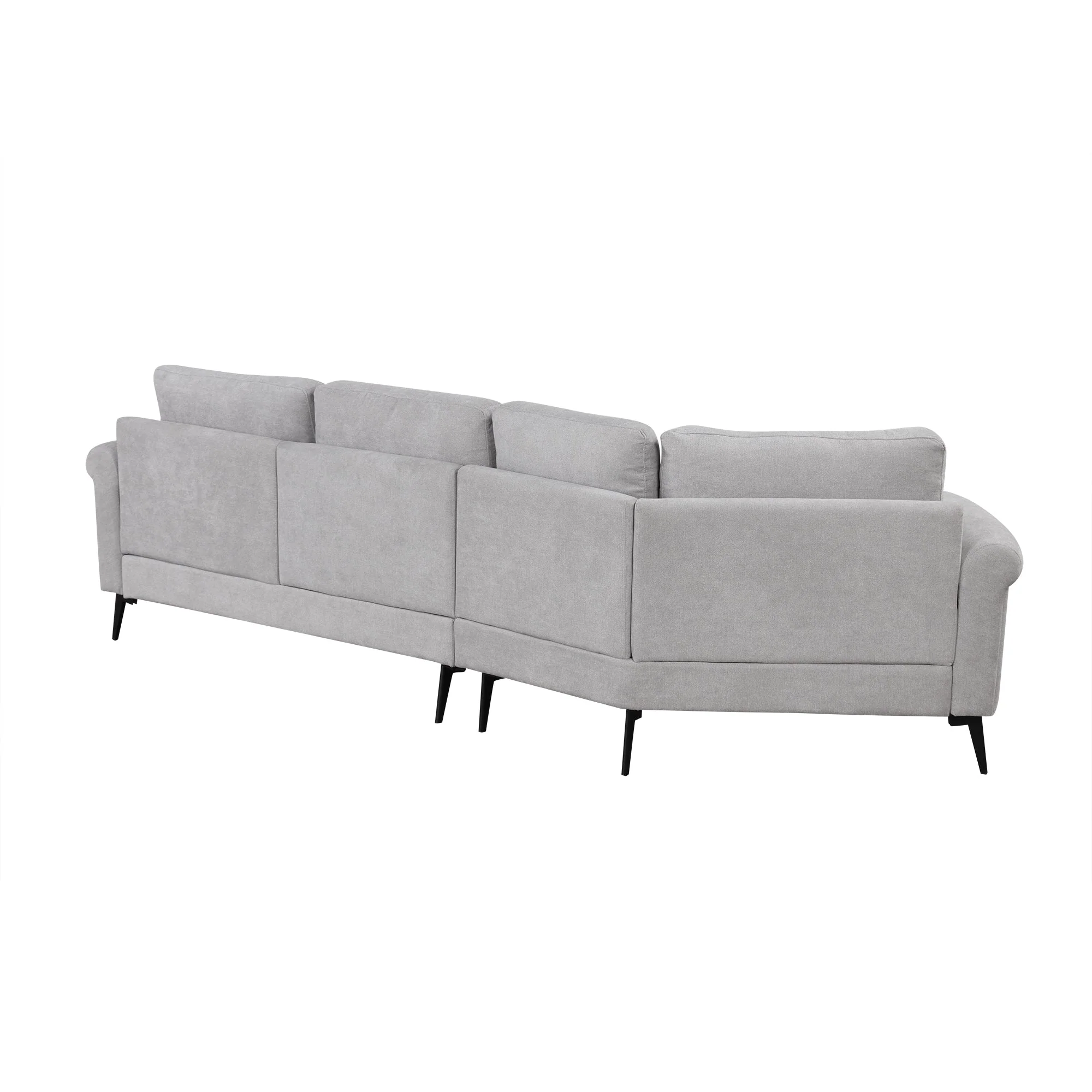 111" Upholstered 3-Seater Sofa with Curved Design and Two Printed Pillows - Image 14