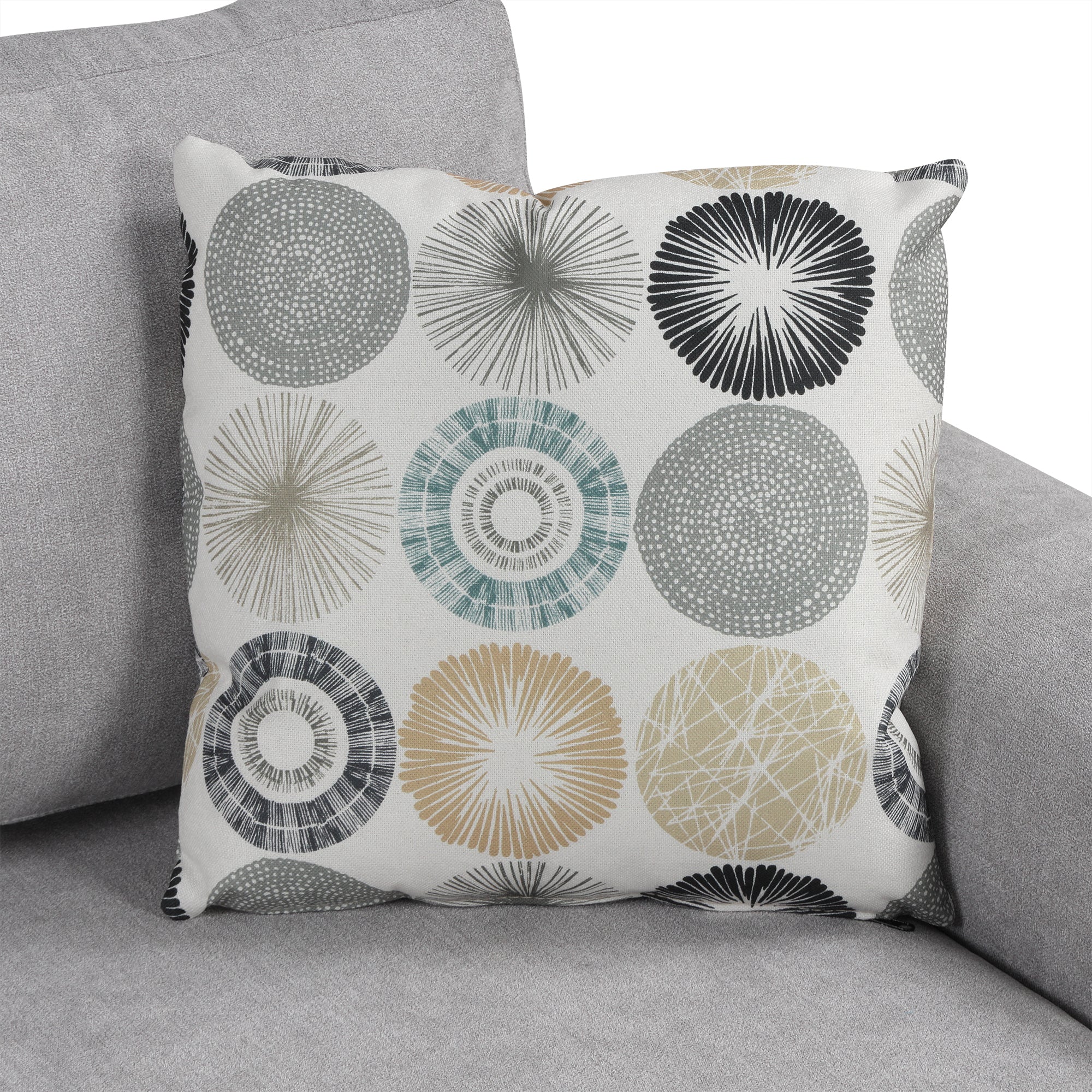 111" Upholstered 3-Seater Sofa with Curved Design and Two Printed Pillows - Image 16