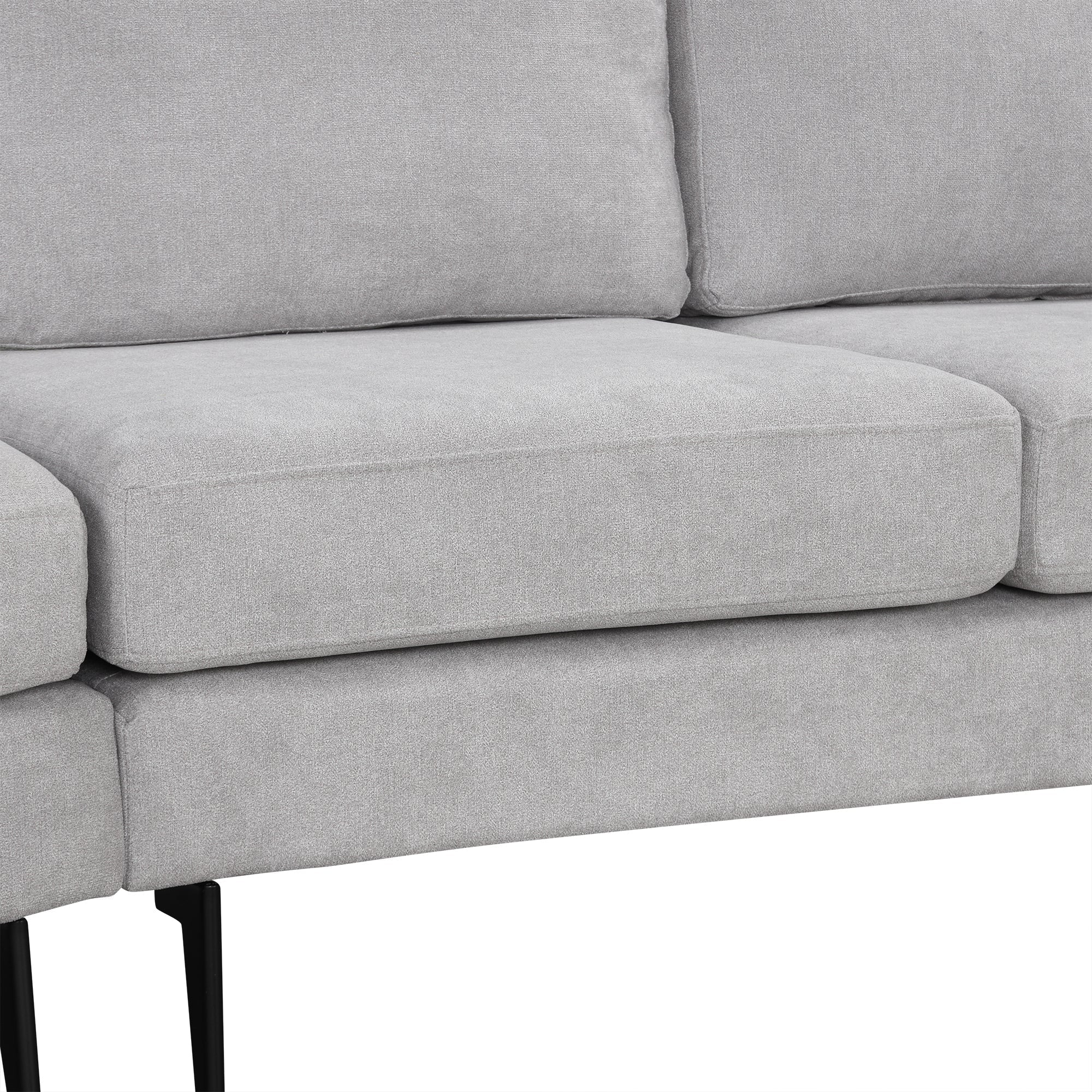 111" Upholstered 3-Seater Sofa with Curved Design and Two Printed Pillows - Image 18