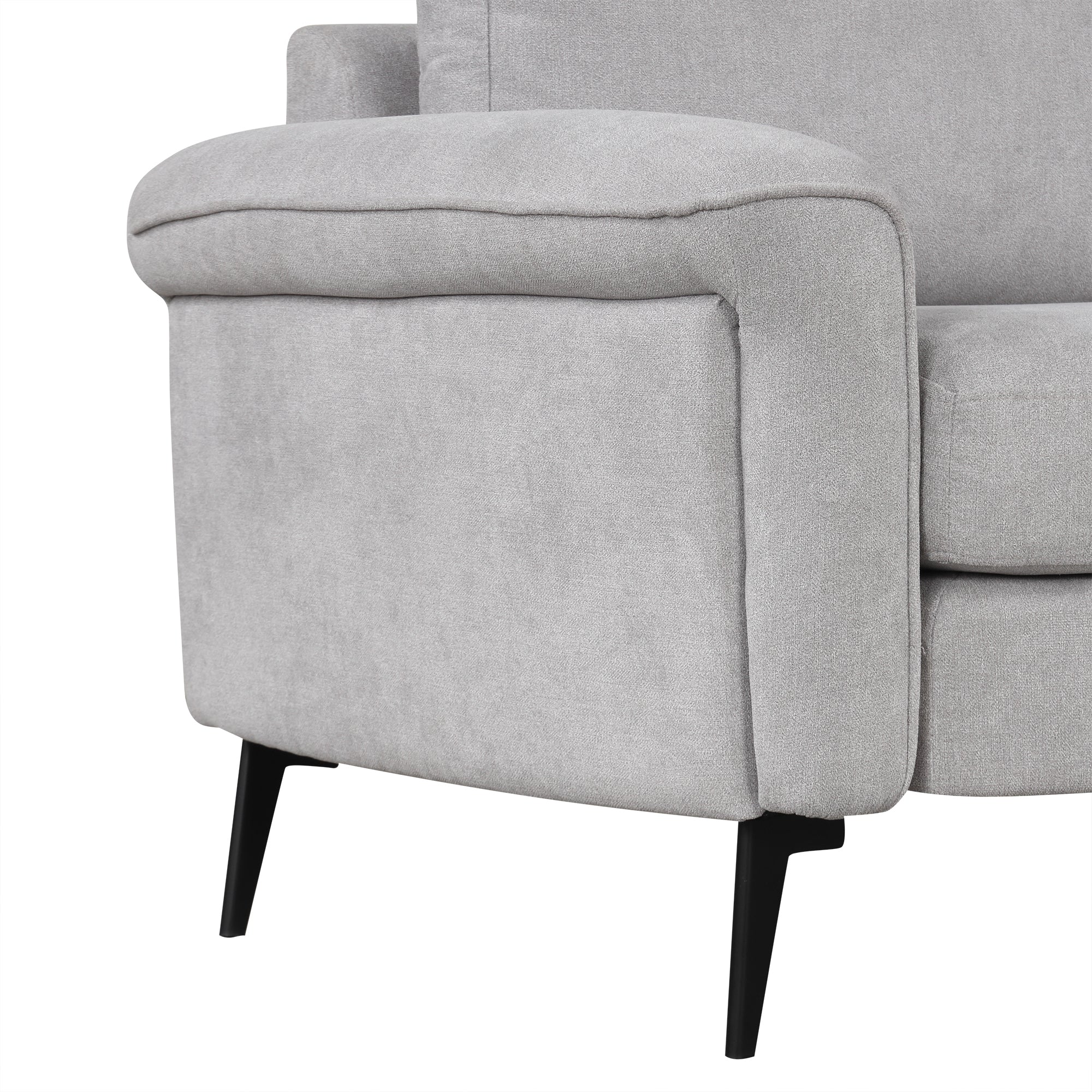 111" Upholstered 3-Seater Sofa with Curved Design and Two Printed Pillows - Image 21