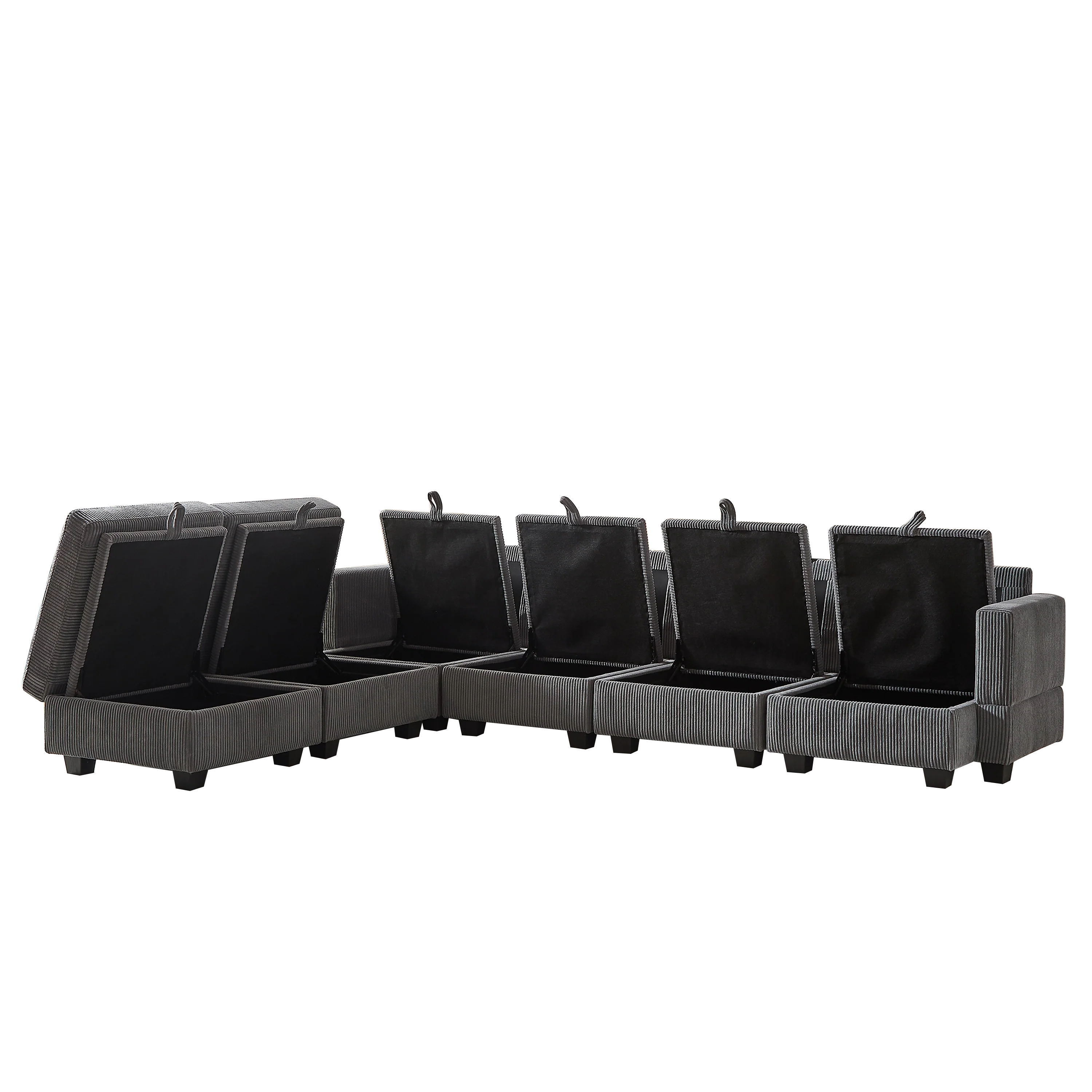 113.5'' Modular Sectional Corduroy Sofa with Storage Ottoman - Image 11