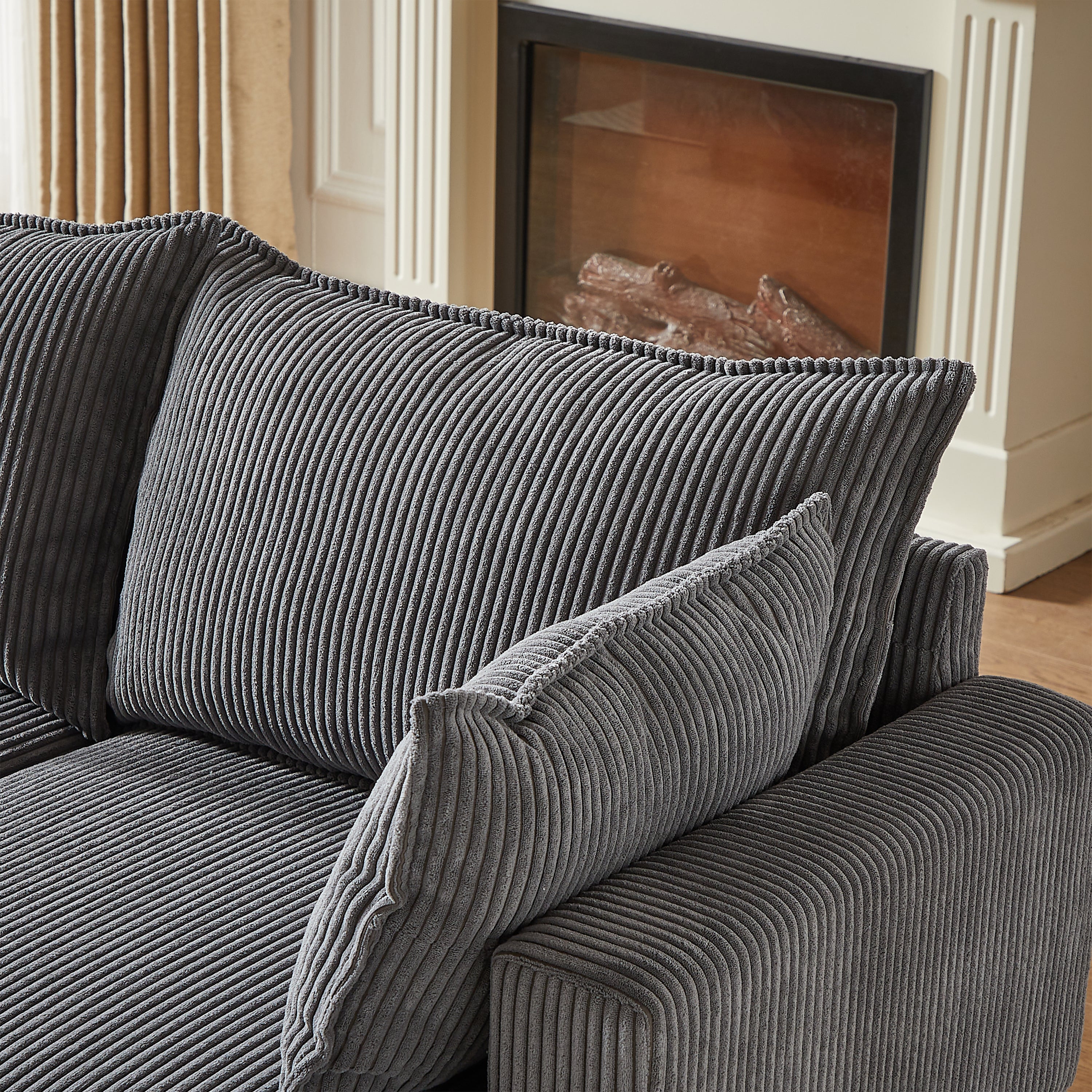 113.5'' Modular Sectional Corduroy Sofa with Storage Ottoman - Image 23