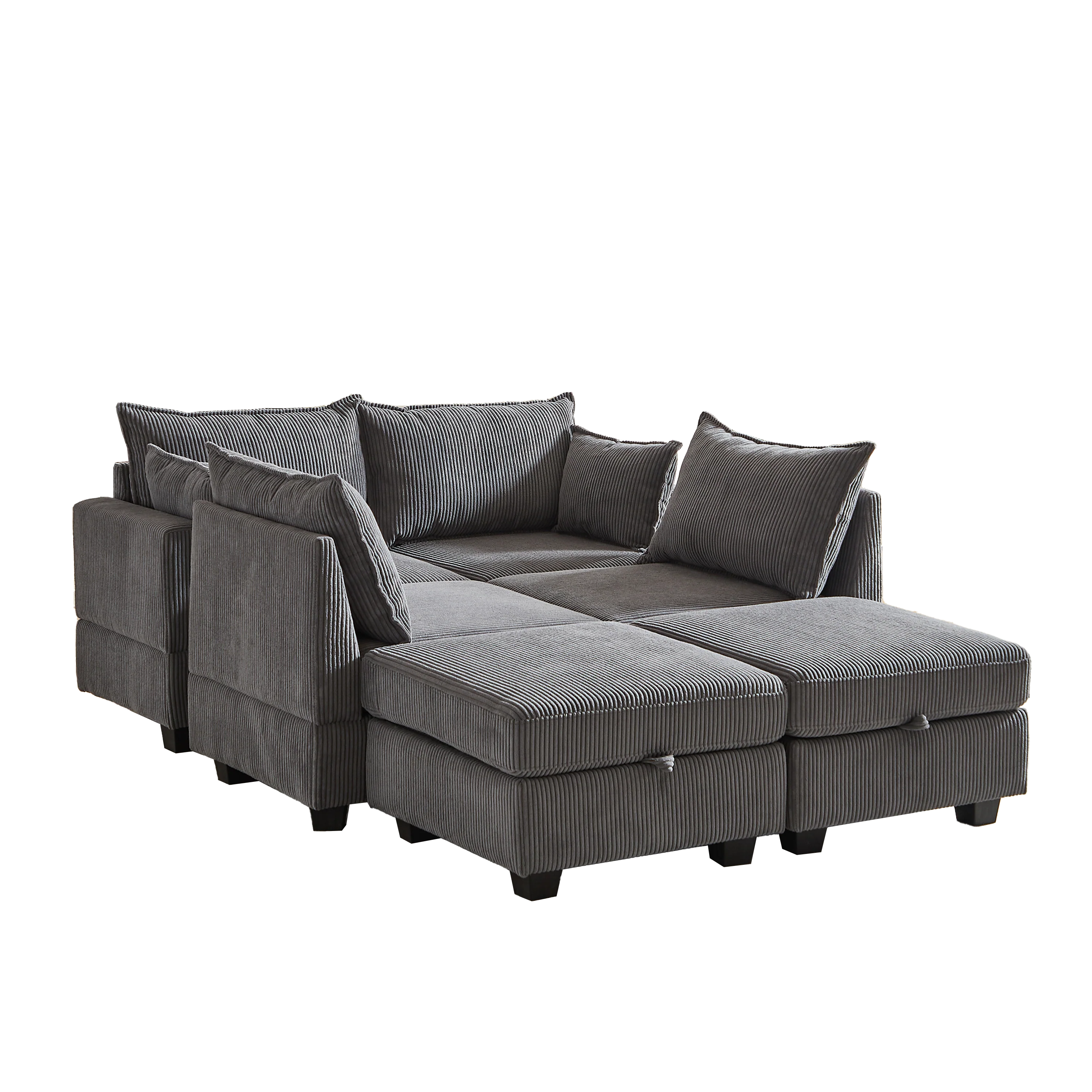 113.5'' Modular Sectional Corduroy Sofa with Storage Ottoman - Image 7