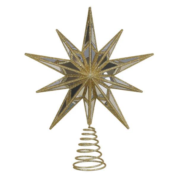12" Gold Double-Sided Mirrored Star Tree Topper - Image 2