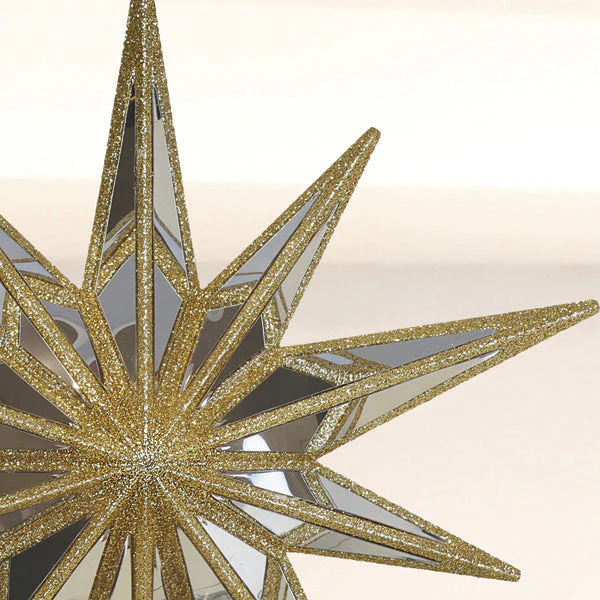 12" Gold Double-Sided Mirrored Star Tree Topper - Image 3