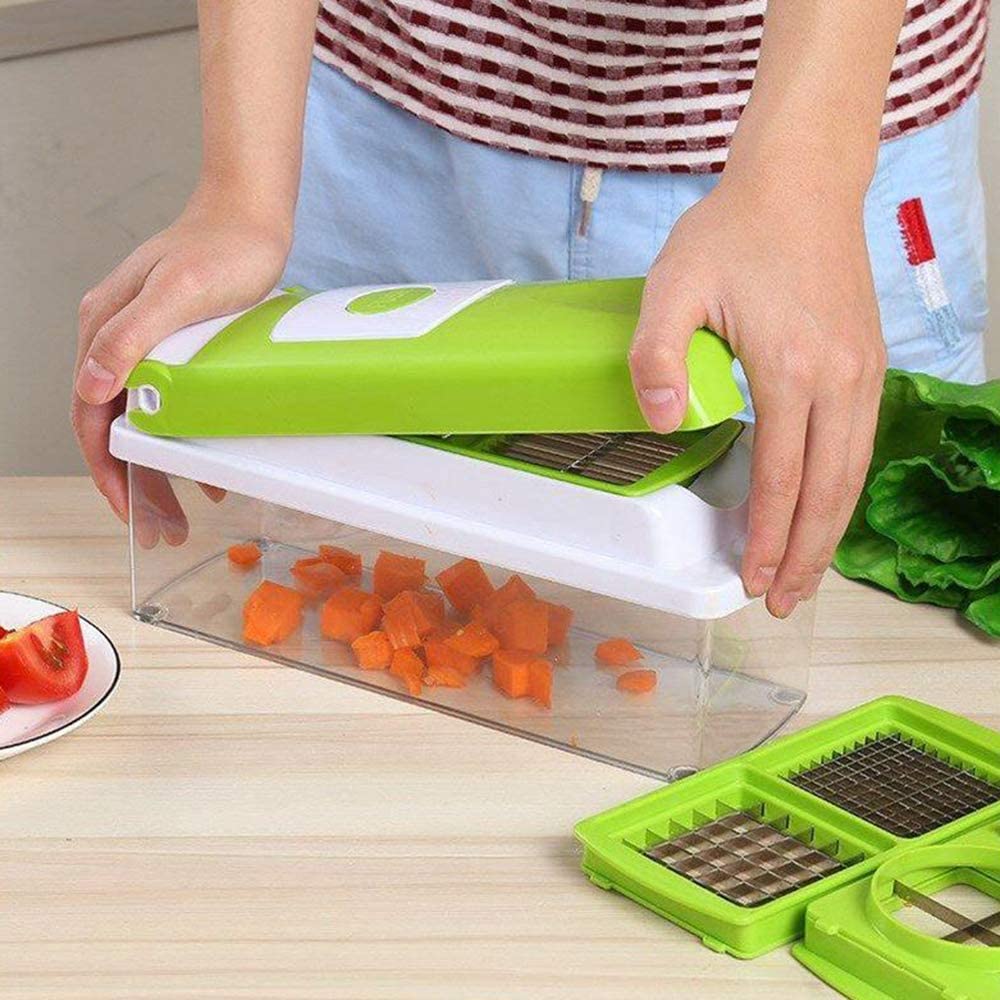 12-in-1 Vegetable Slicer Chopper with Container Multi Blade Food Cutter - Image 3
