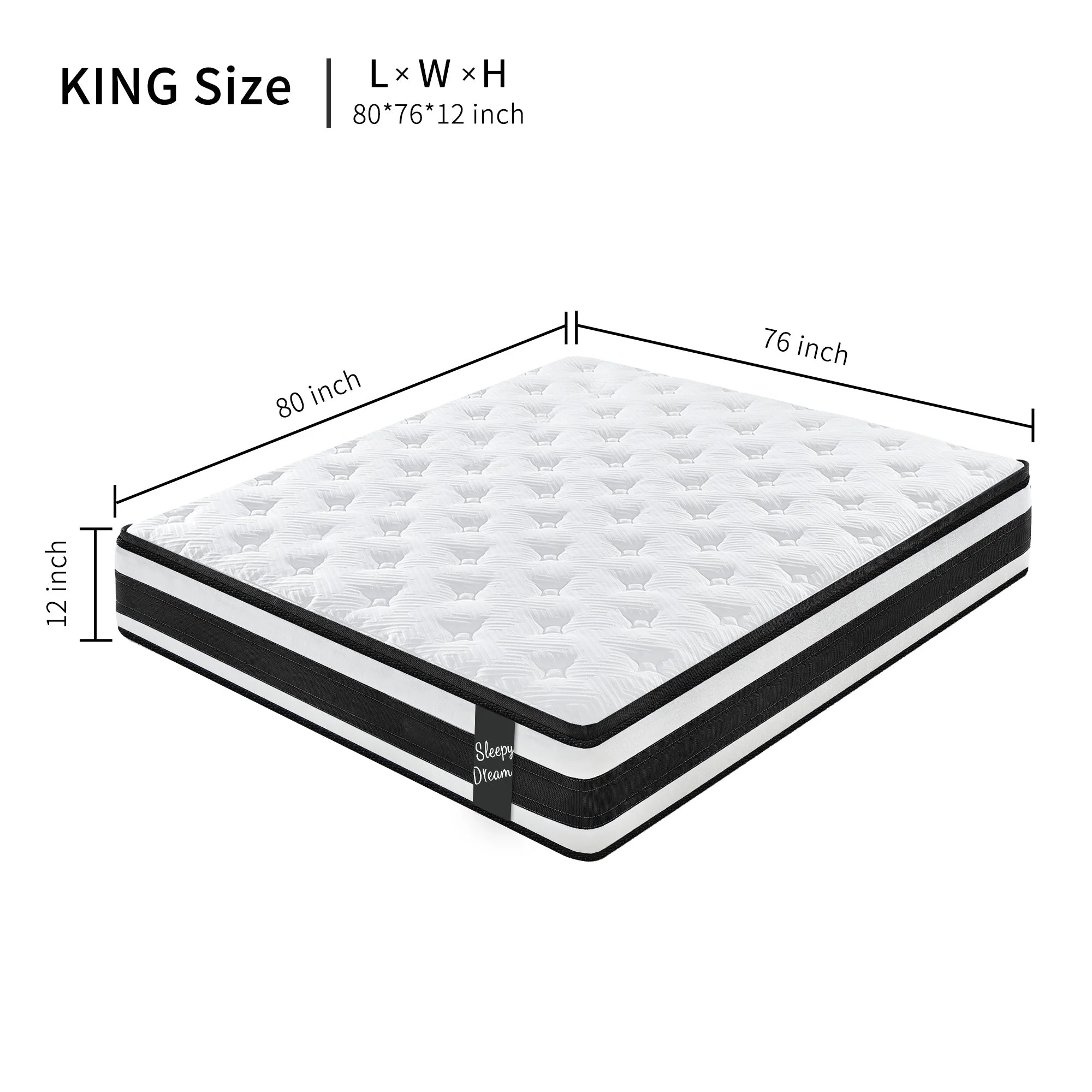 12 Inch King Size Hybrid Mattress with 7-Zoned Memory Foam and Pocket Springs - Image 3