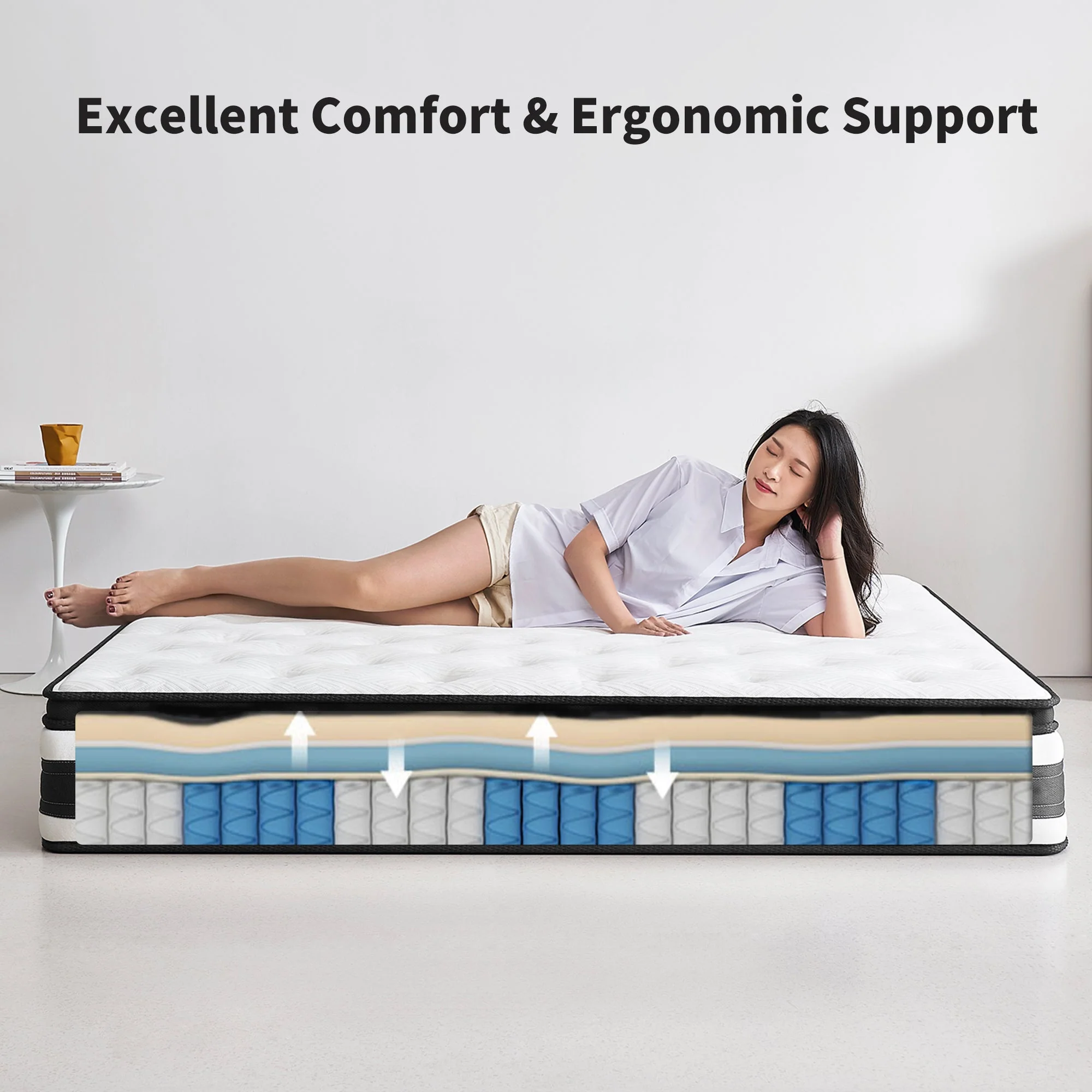 12 Inch King Size Hybrid Mattress with 7-Zoned Memory Foam and Pocket Springs - Image 5