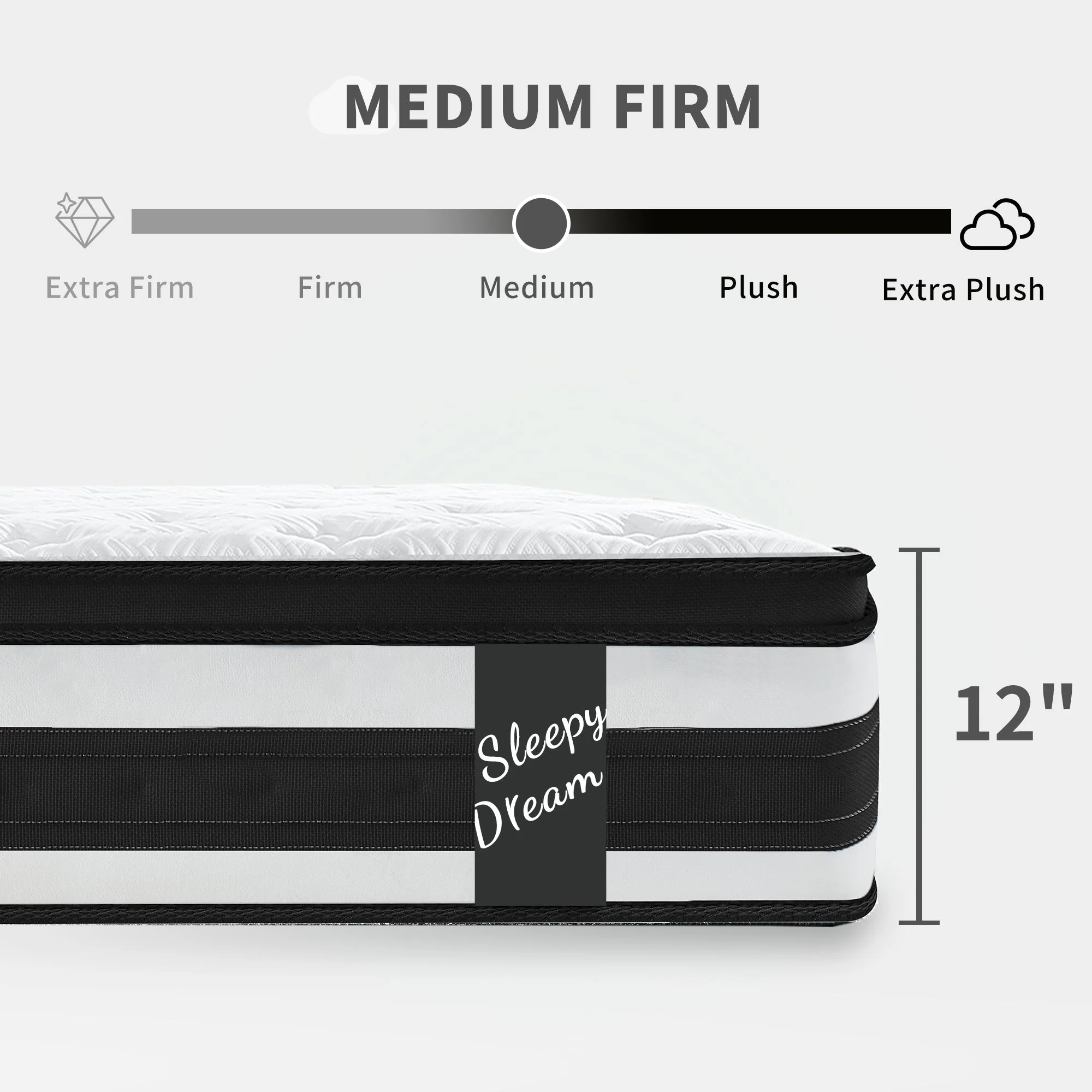 12 Inch King Size Hybrid Mattress with 7-Zoned Memory Foam and Pocket Springs - Image 6