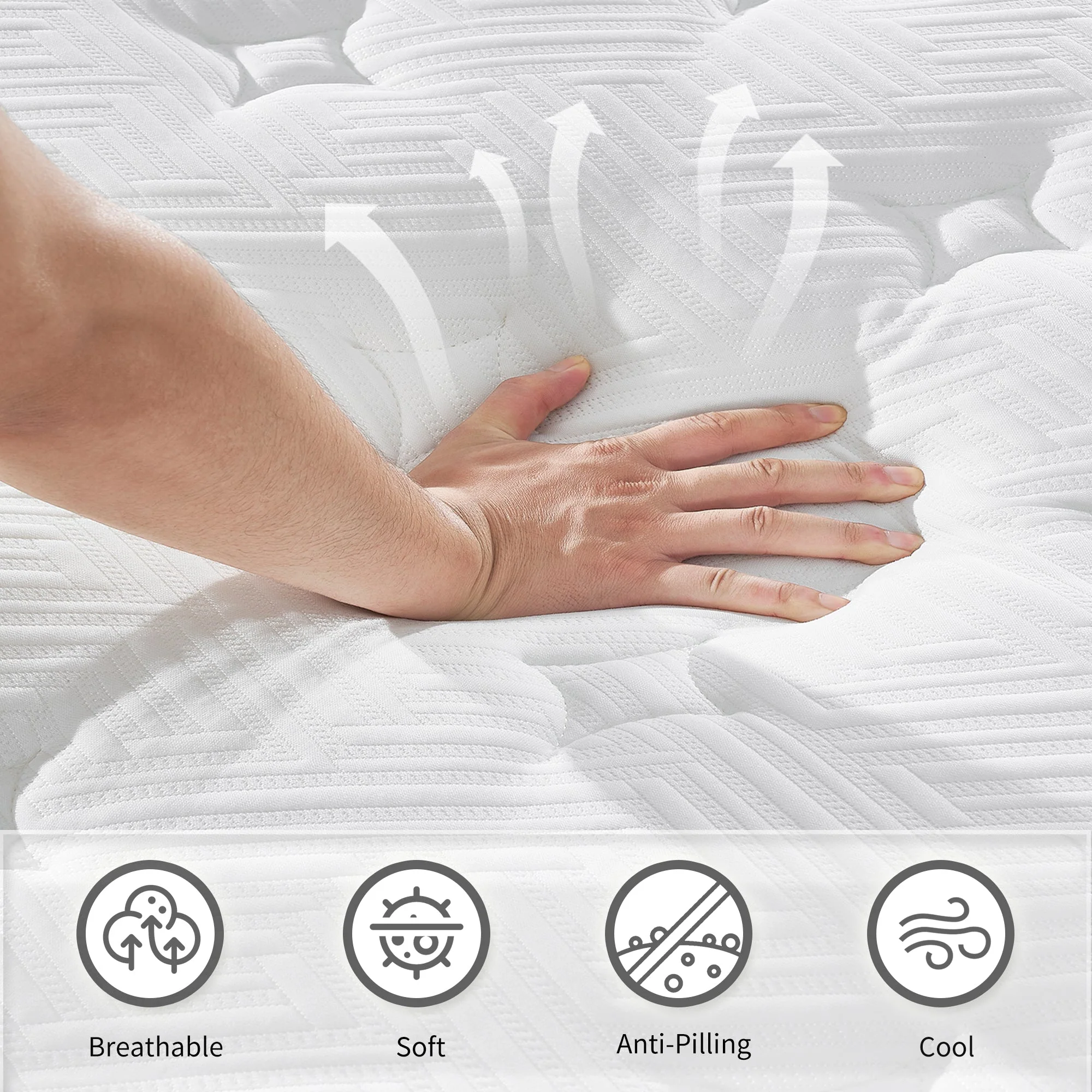 12 Inch Queen Size Hybrid Mattress with Memory Foam and Pocket Springs - Image 8