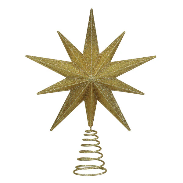 12" Lit Gold Glitter Star Tree Topper - Image 2
