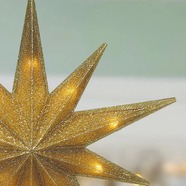 12" Lit Gold Glitter Star Tree Topper - Image 4