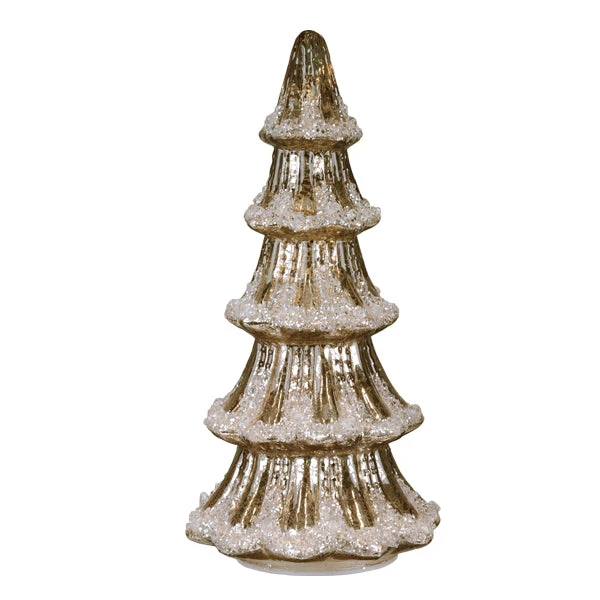 12" Lit Gold Mercury Glass Tabletop Tree - Image 2