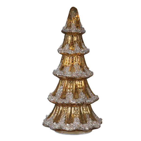 12" Lit Gold Mercury Glass Tabletop Tree - Image 3