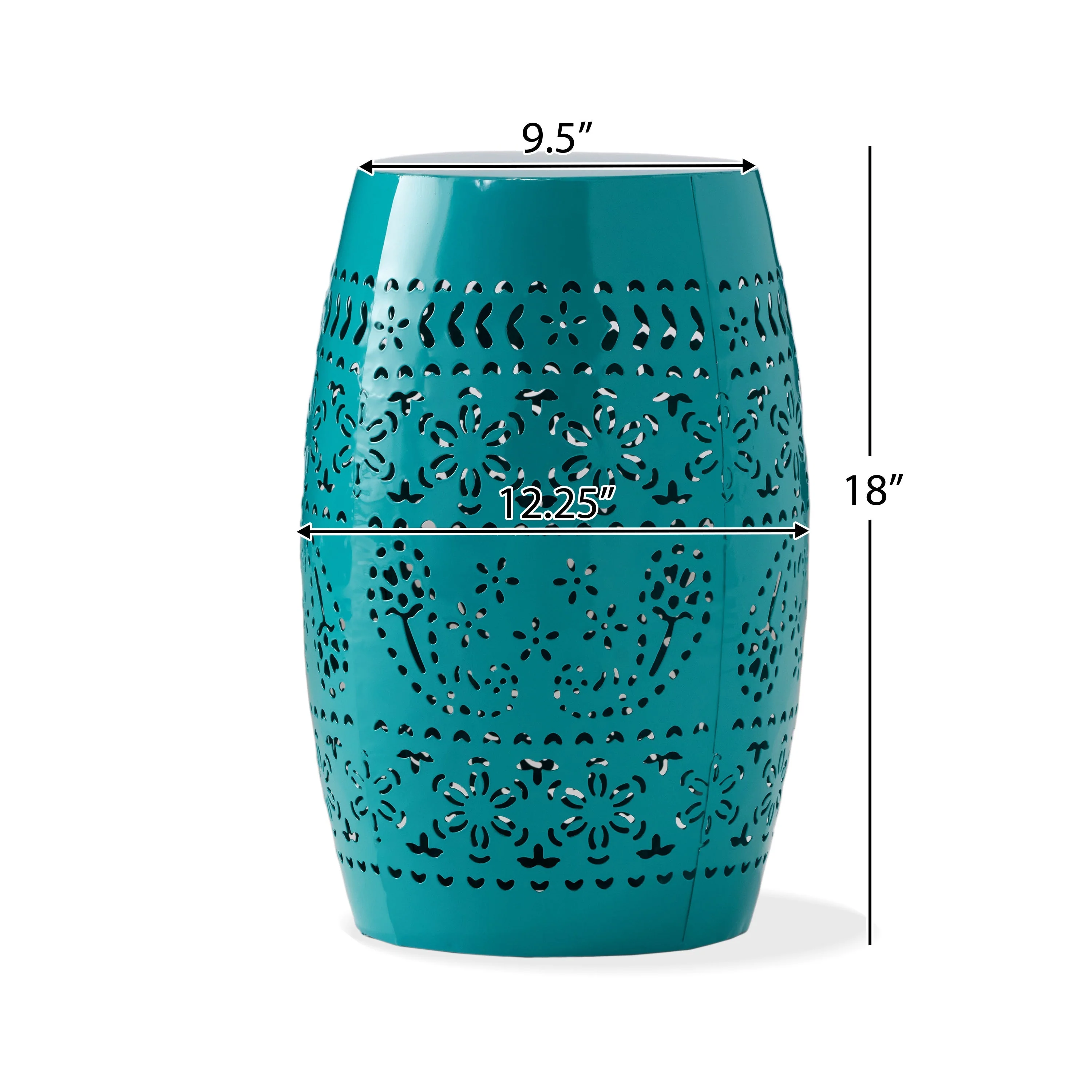 12' Outdoor Lace-Cut Side Table, Teal - Image 3