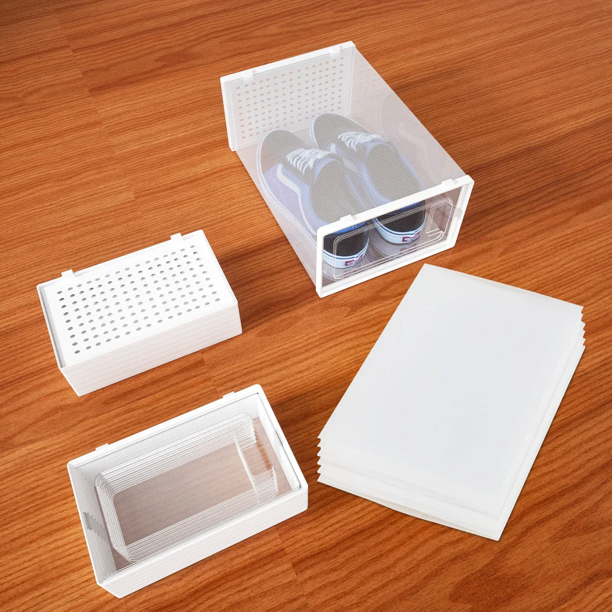 12 Pack of Plastic Stackable Shoe Boxes - Image 12