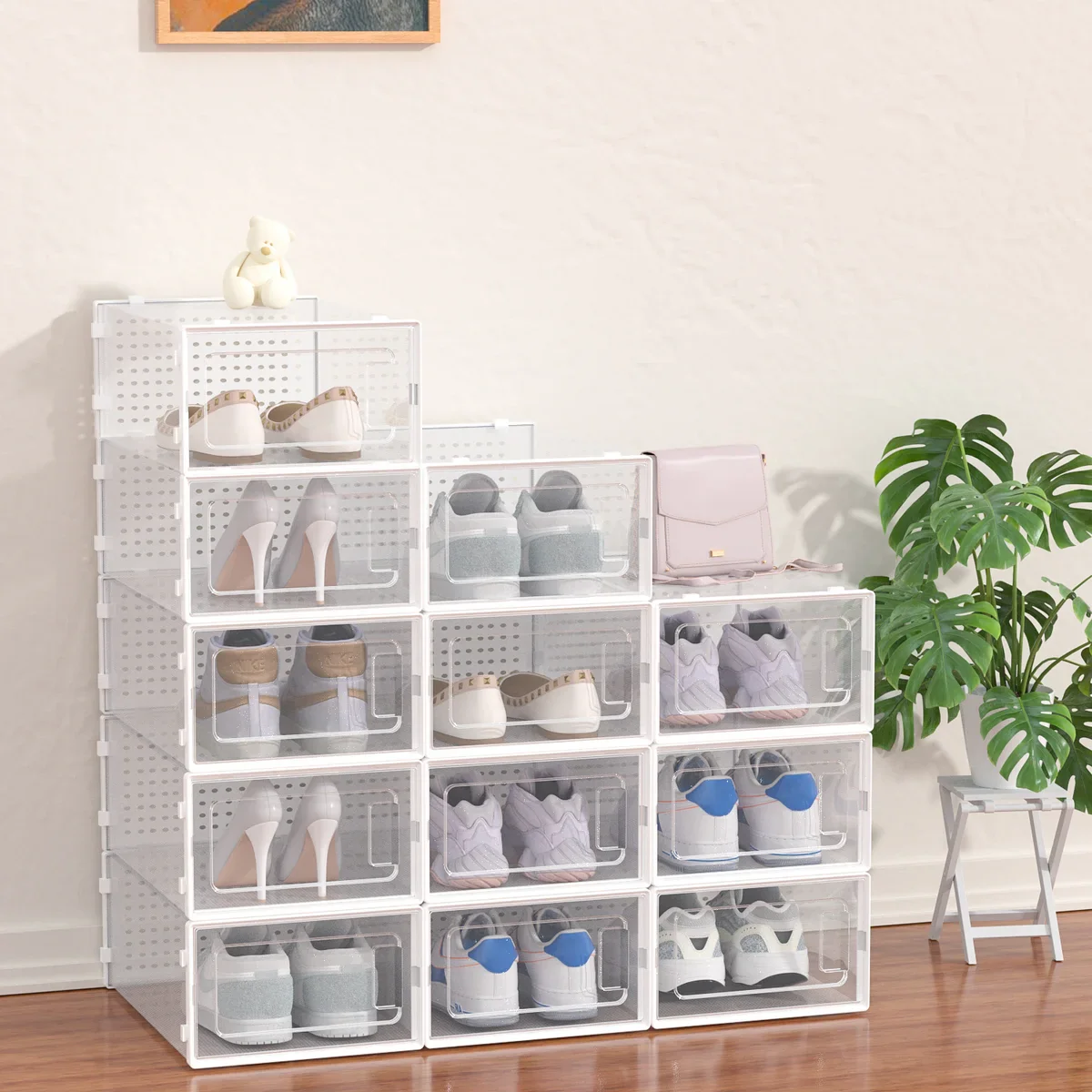 12 Pack of Plastic Stackable Shoe Boxes - Image 23