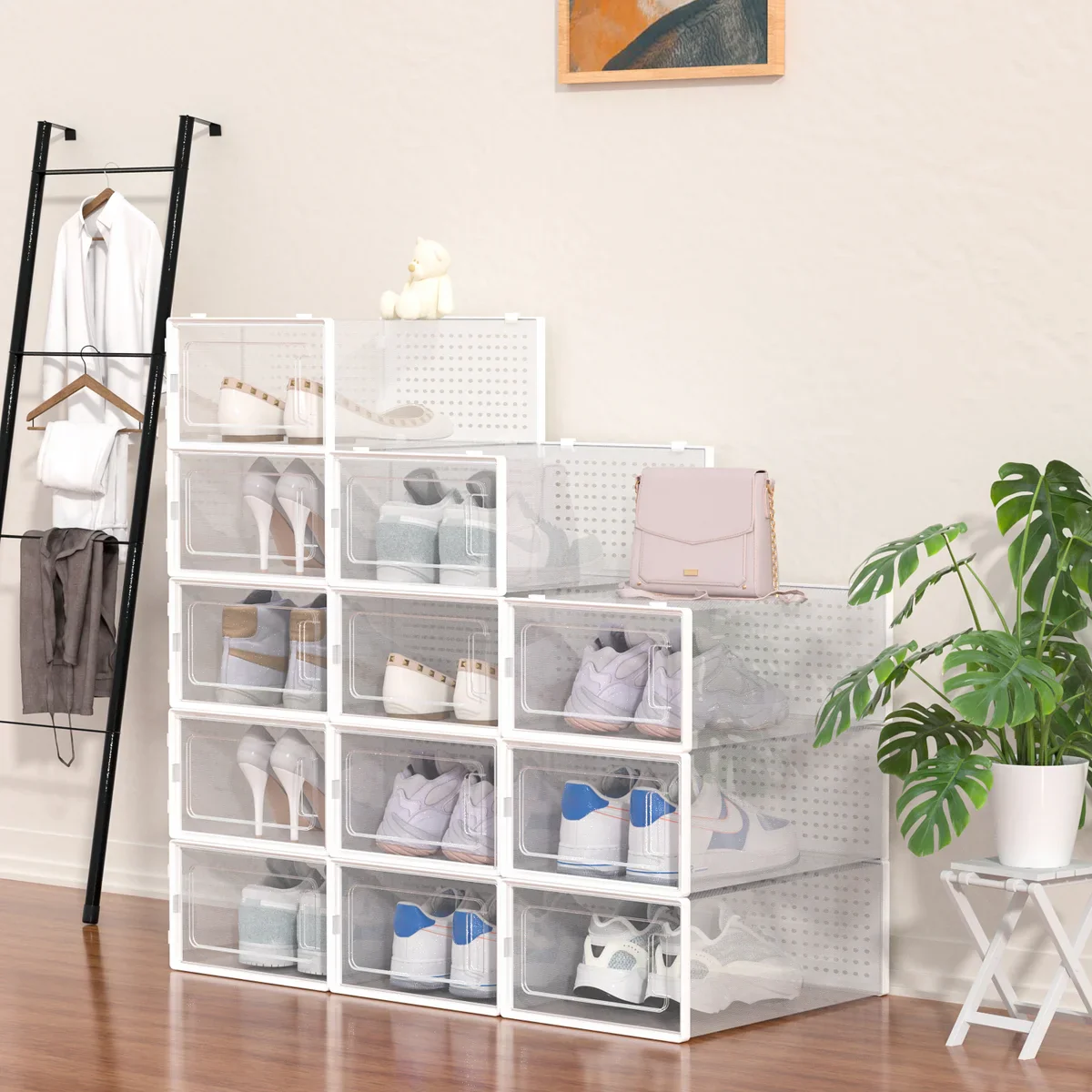 12 Pack of Plastic Stackable Shoe Boxes - Image 24