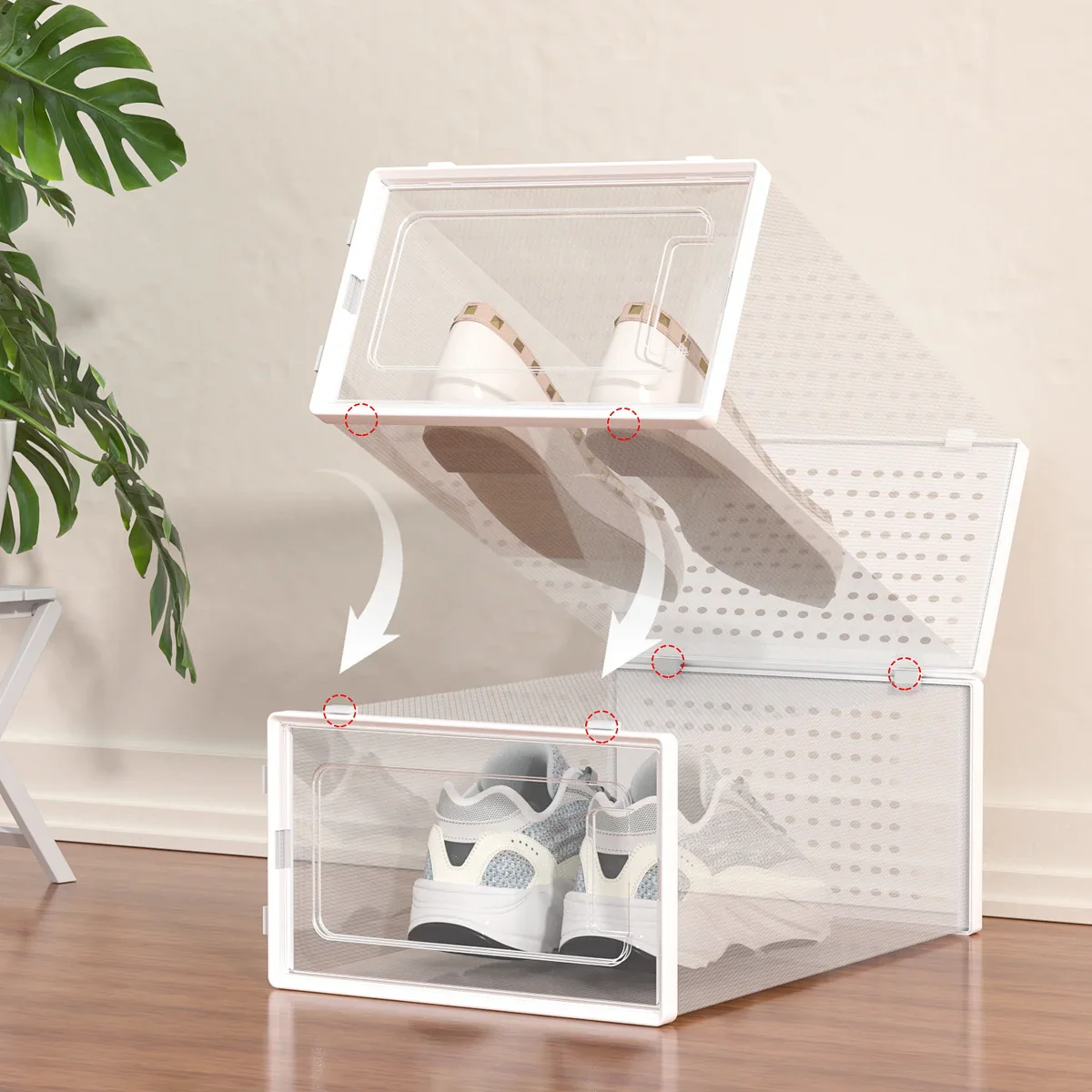 12 Pack of Plastic Stackable Shoe Boxes - Image 27