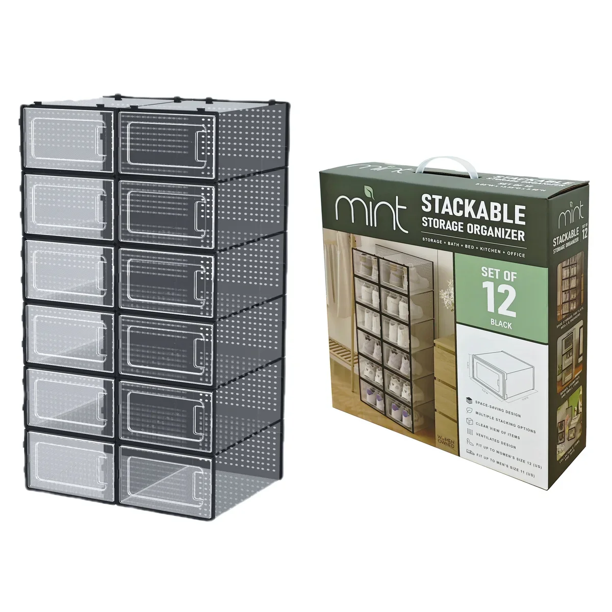 12 Pack of Plastic Stackable Shoe Boxes - Image 7